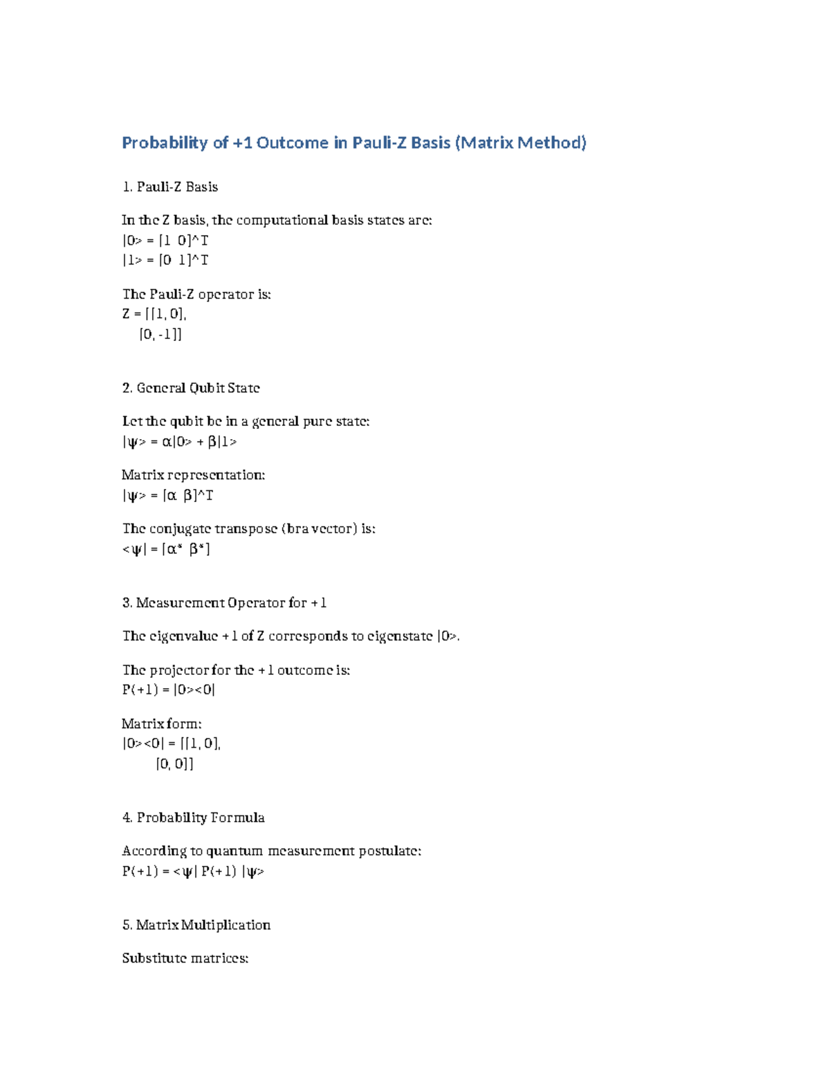 Probability Analysis Using Pauli Z Matrix Method (Plus1) - Studocu