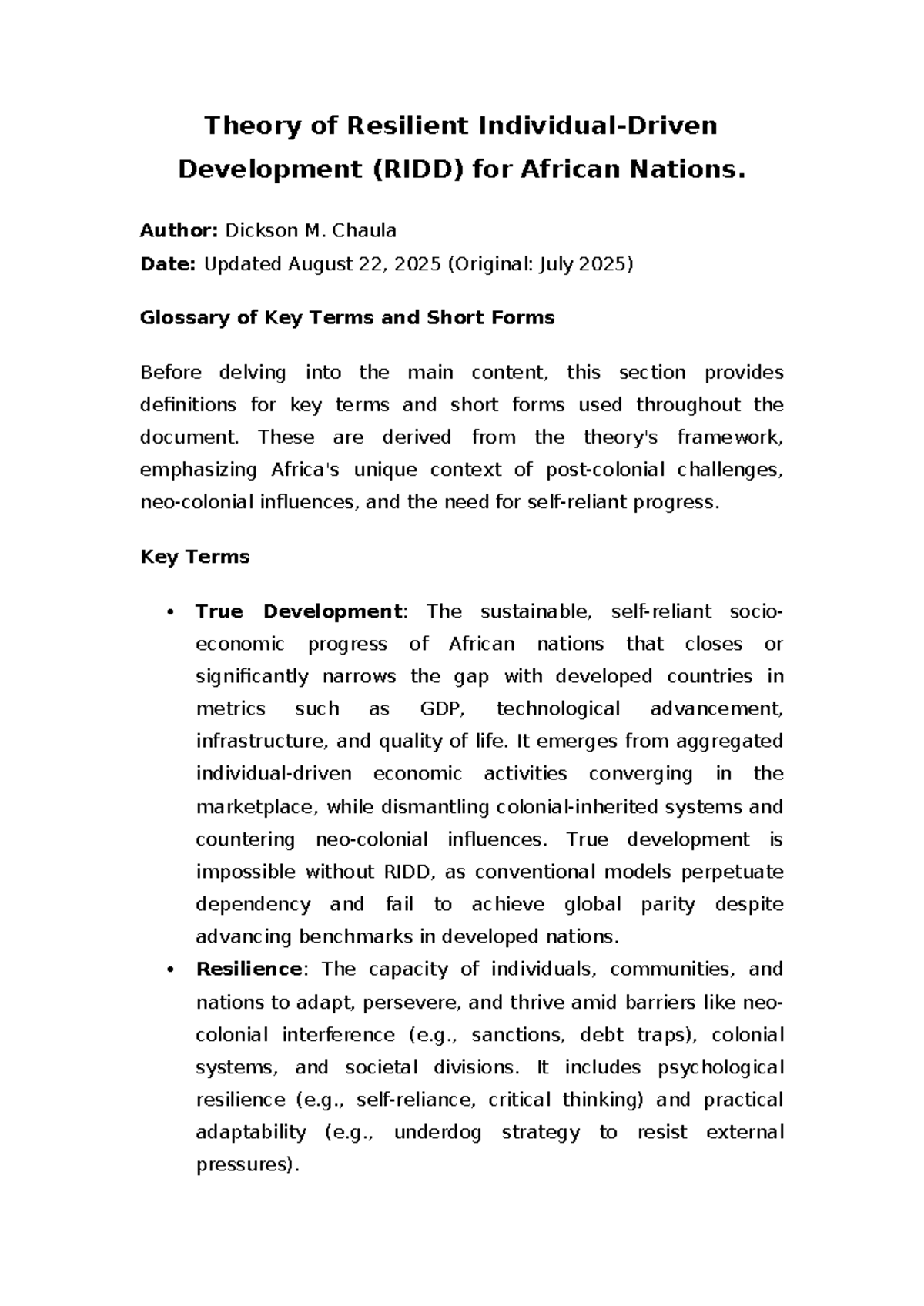 RIDD Theory: Key Terms for Resilient Development in Africa - Studocu
