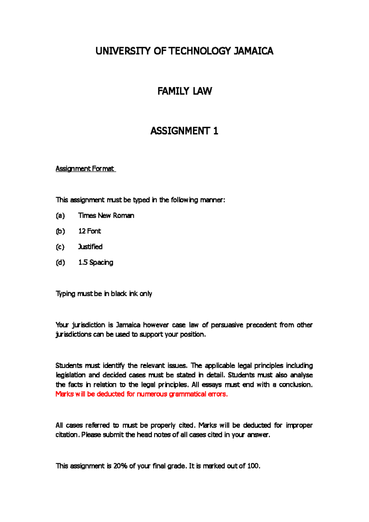 Assignment 1 CASE Analysis 2014 - UNIVERSITY OF TECHNOLOGY JAMAICA ...