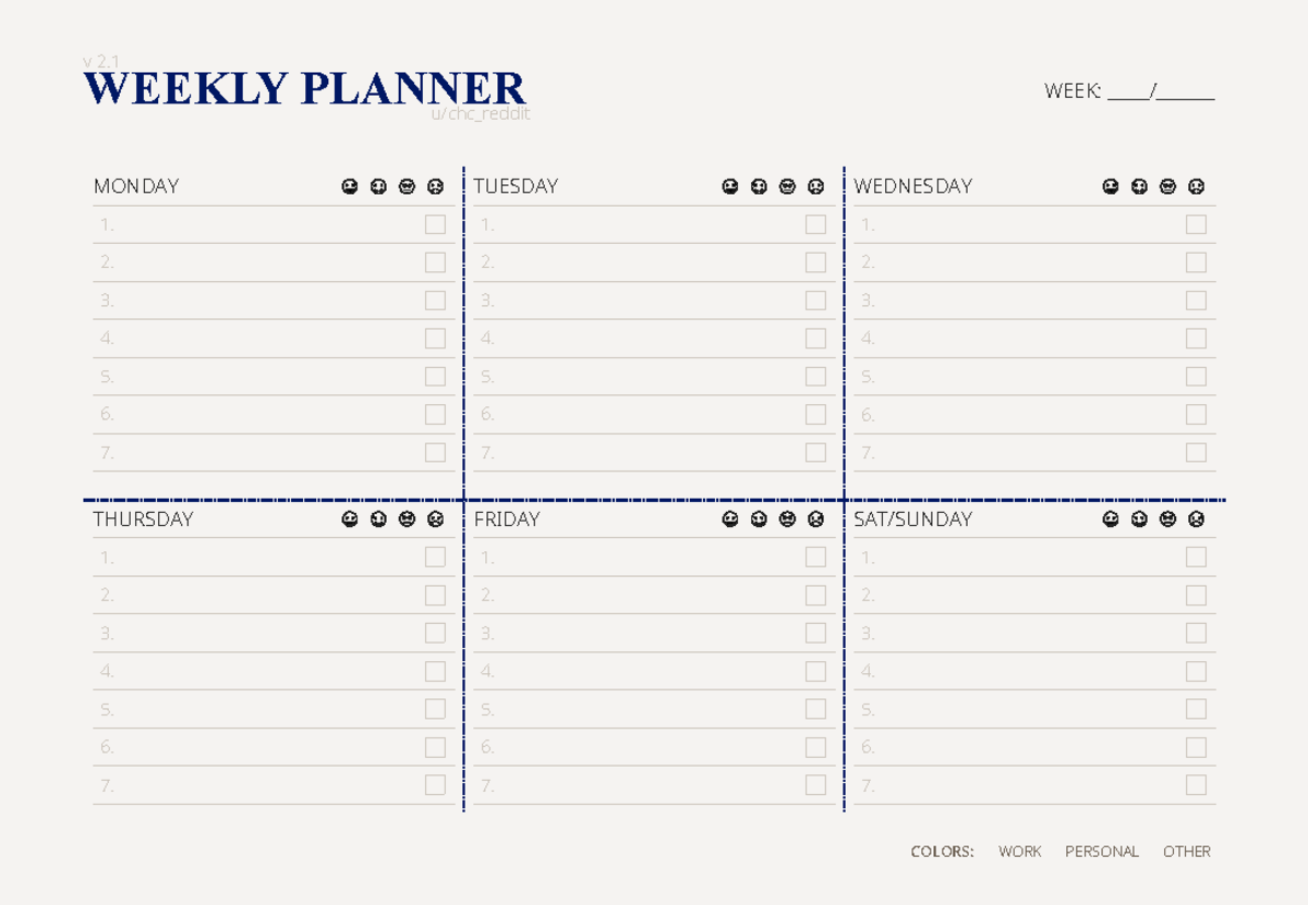 Weekly Planner v2 - Jnhuw - MONDAY TUESDAY WEDNESDAY WEEKLY PLANNER ...