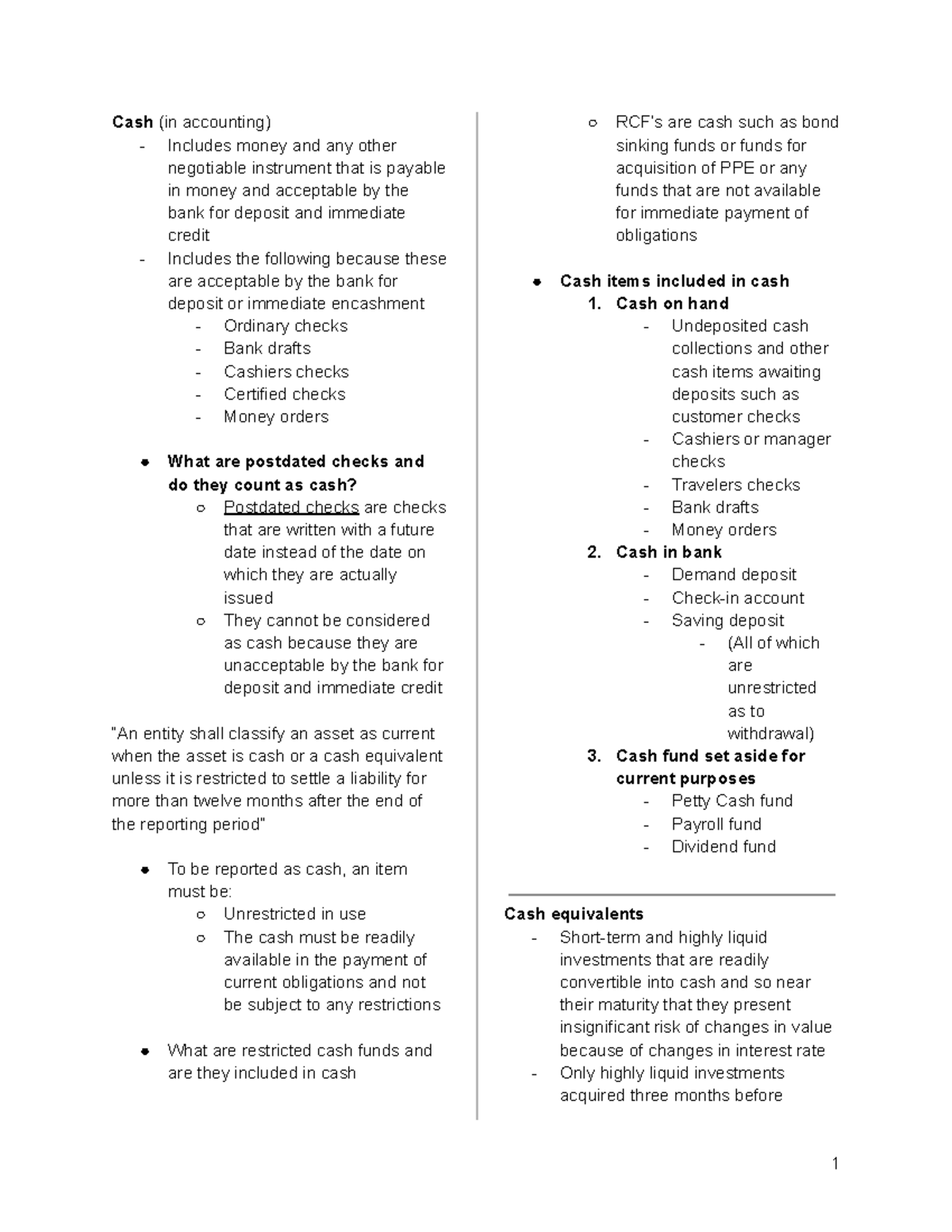 Chapter 1 - Cash and Cash Equivalents in Accounting - Studocu