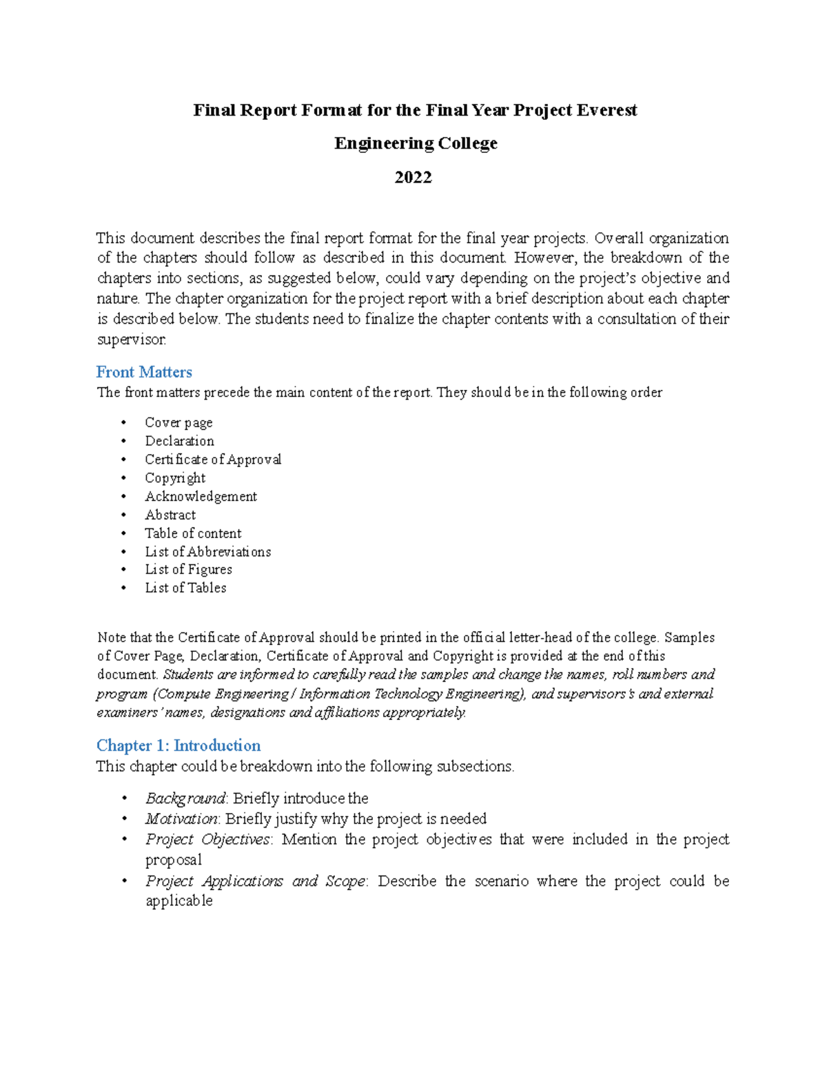 Final Year Project Report Format (CSE 2022) - Everest Engineering ...