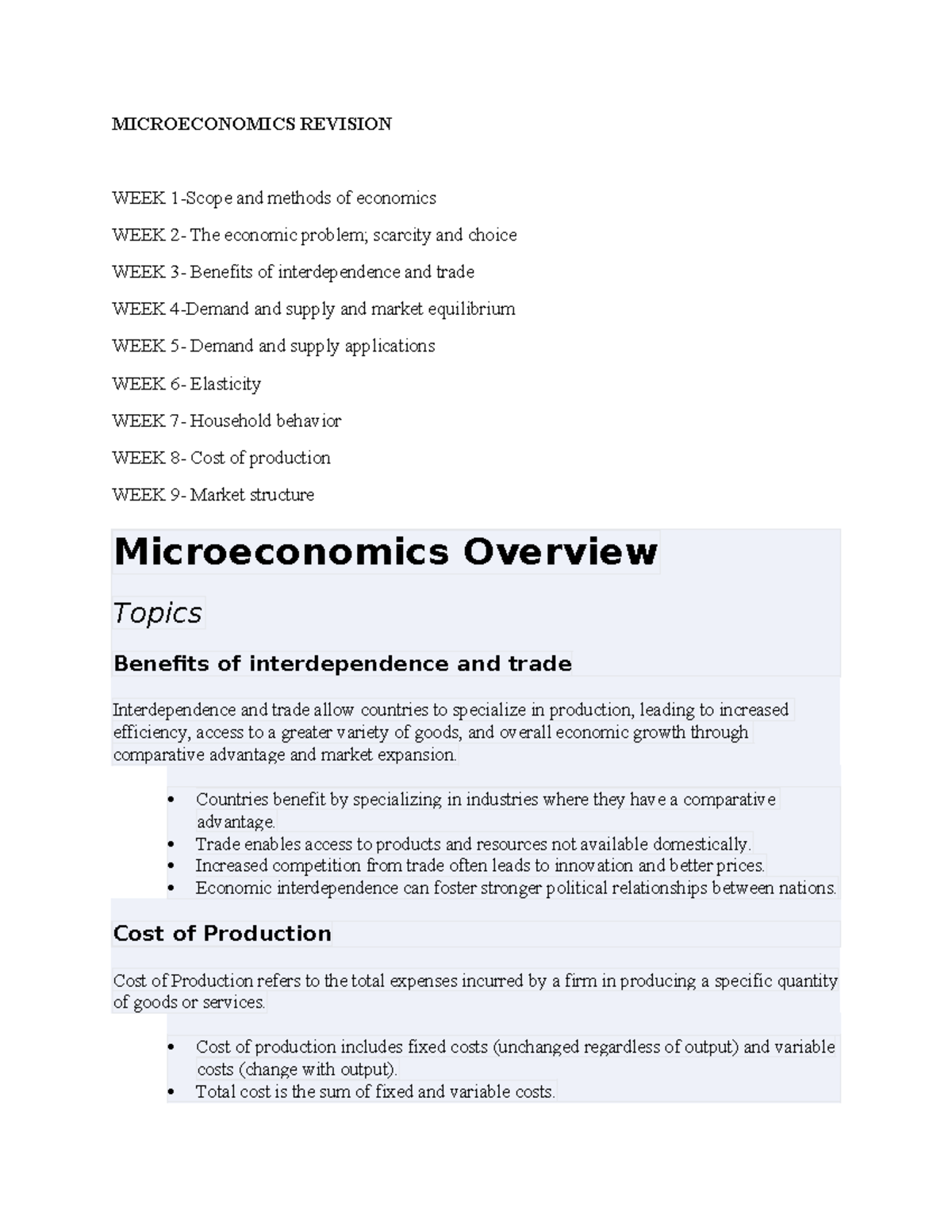 MICROECONOMICS REVISION NOTES: Key Concepts and Applications - Studocu
