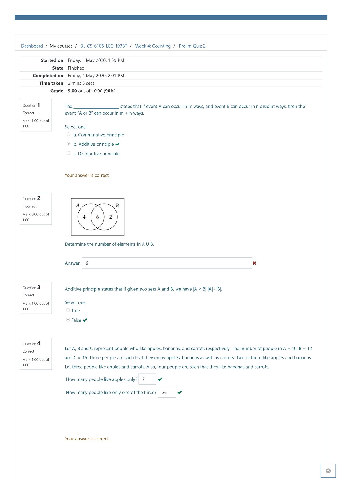 BL-CS-6105 Prelim Quiz 2 Attempt Review and Insights - Studocu