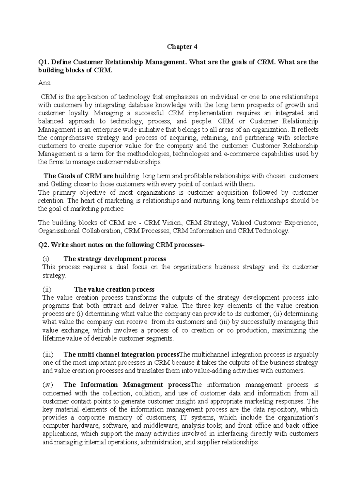 CRM - Lecture Notes for MBA: Insights on Customer Relationship ...