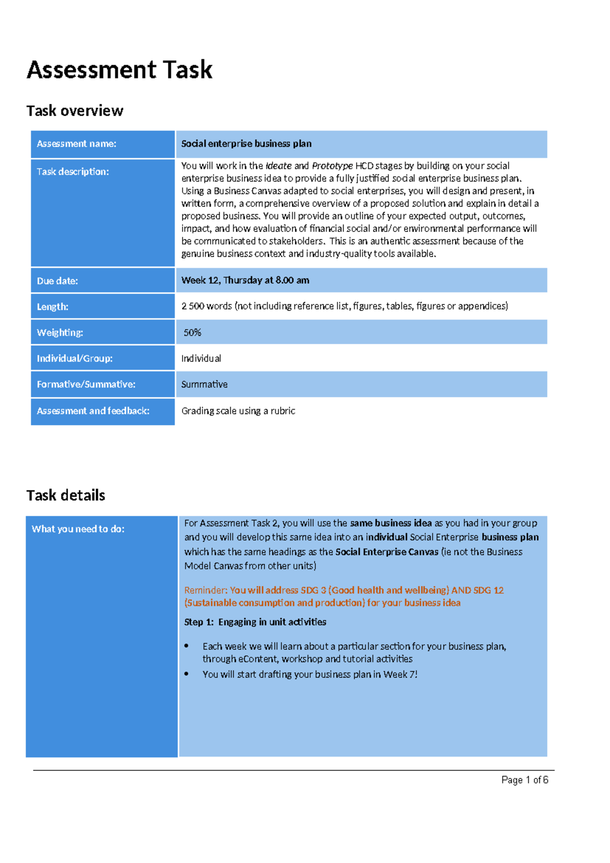 Task Sheet - Assessment Task Task overview Assessment name: Social ...