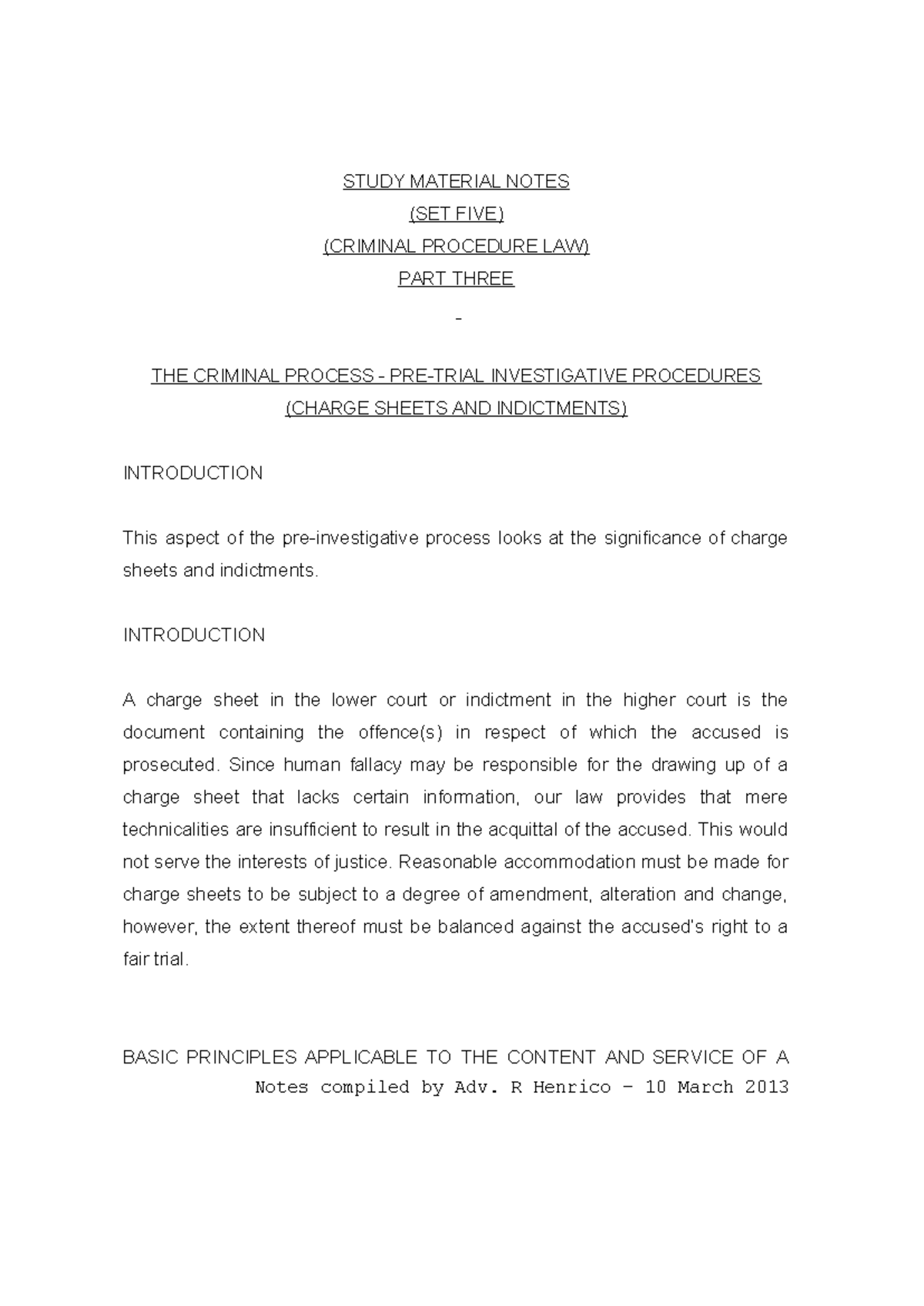 Criminal Procedure Law Study Notes V - Charge Sheets & Indictments ...