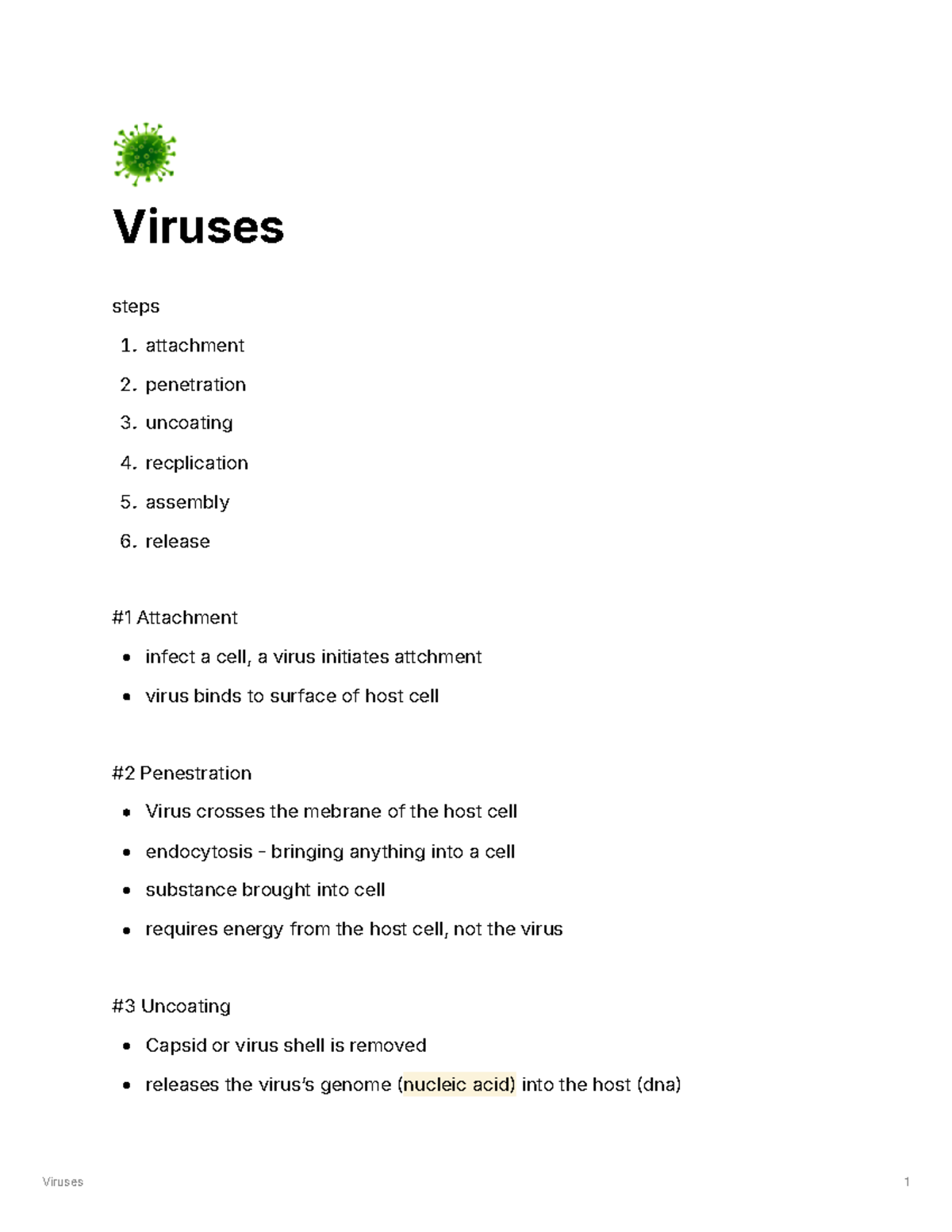 Viruses: Mechanism of Infection and Key Proteins Overview - Viruses 1 🦠 ...