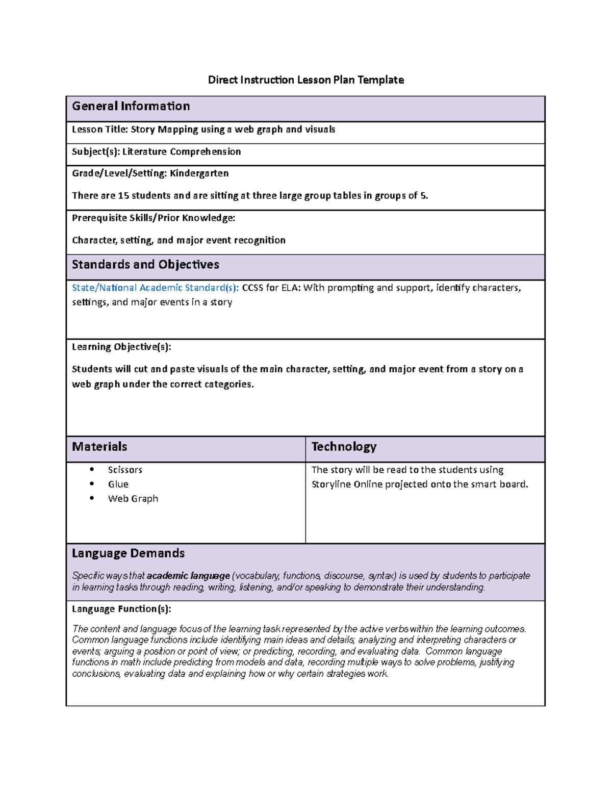 Lp direct instruction lesson plan template - Direct Instruction Lesson ...