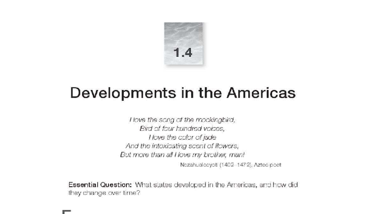 Developments in the Americas: Civilizations and Changes (Amsco 1) - Studocu