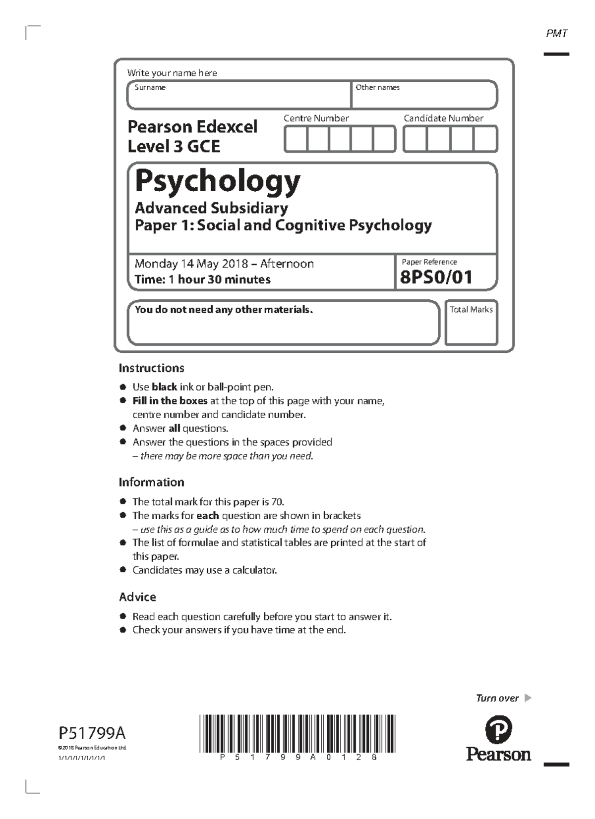 Edexcel Psychology AS-Level Paper 1: Social & Cognitive Psychology Exam ...