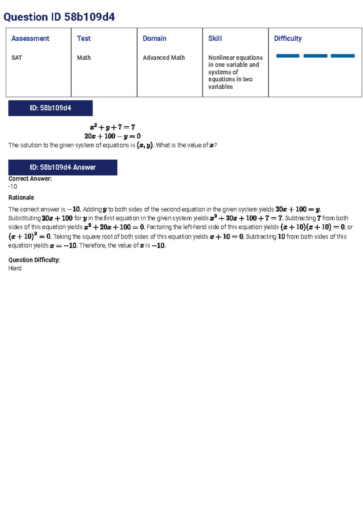 SAT Math Advanced - Lesson 3: Hard Questions on Nonlinear Functions ...