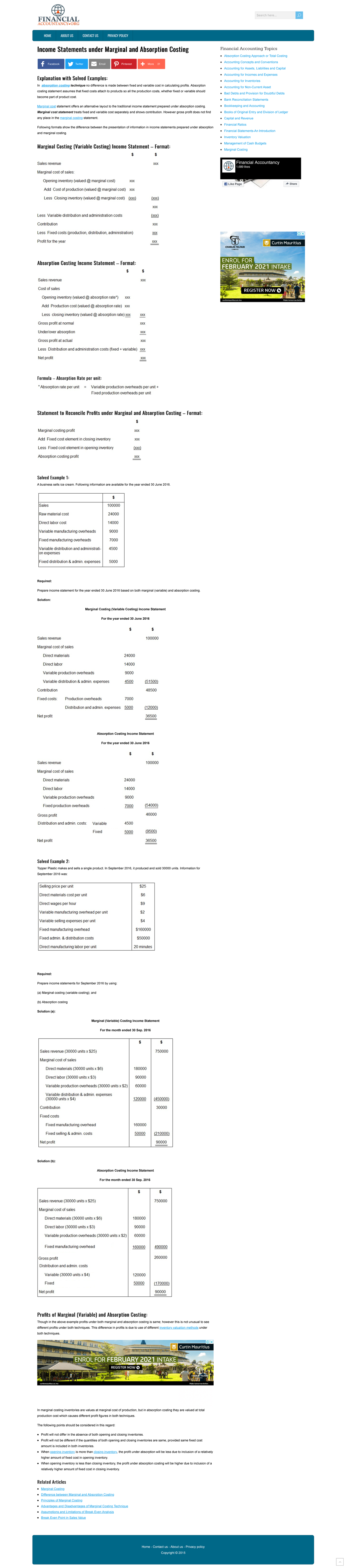 Income Statements: Absorption vs Marginal Costing Analysis - Studocu