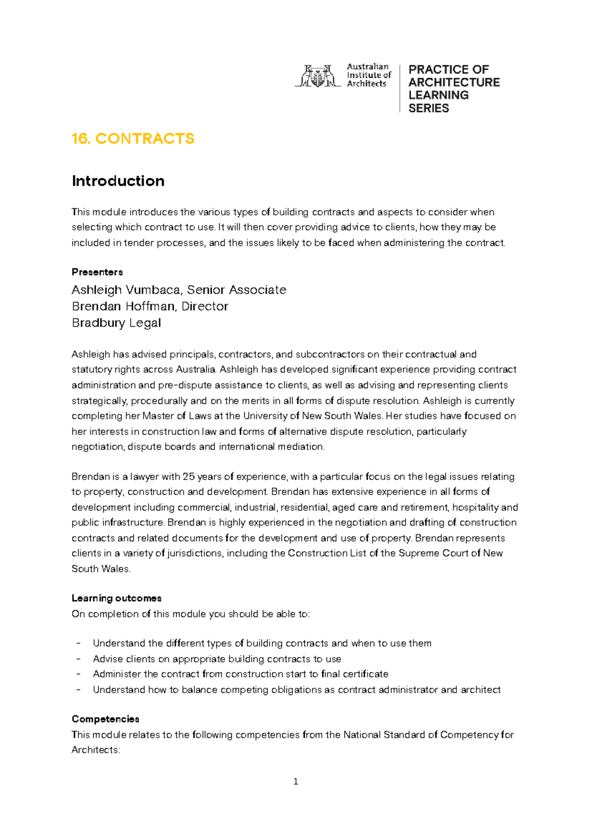 PALS Module 16: Building Contracts Overview and Administration - Studocu