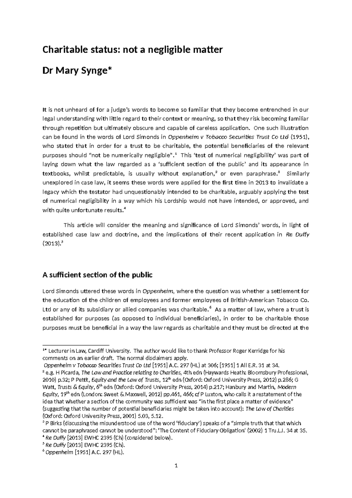 Charitable Status Implications: Analyzing Lord Simonds' Test in Law ...