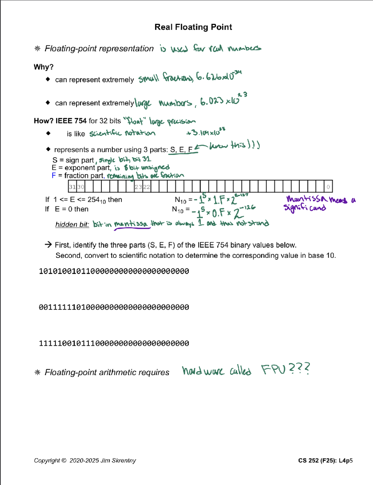 CS 252 (F25): Lecture 4 - Understanding Real Floating Point ...