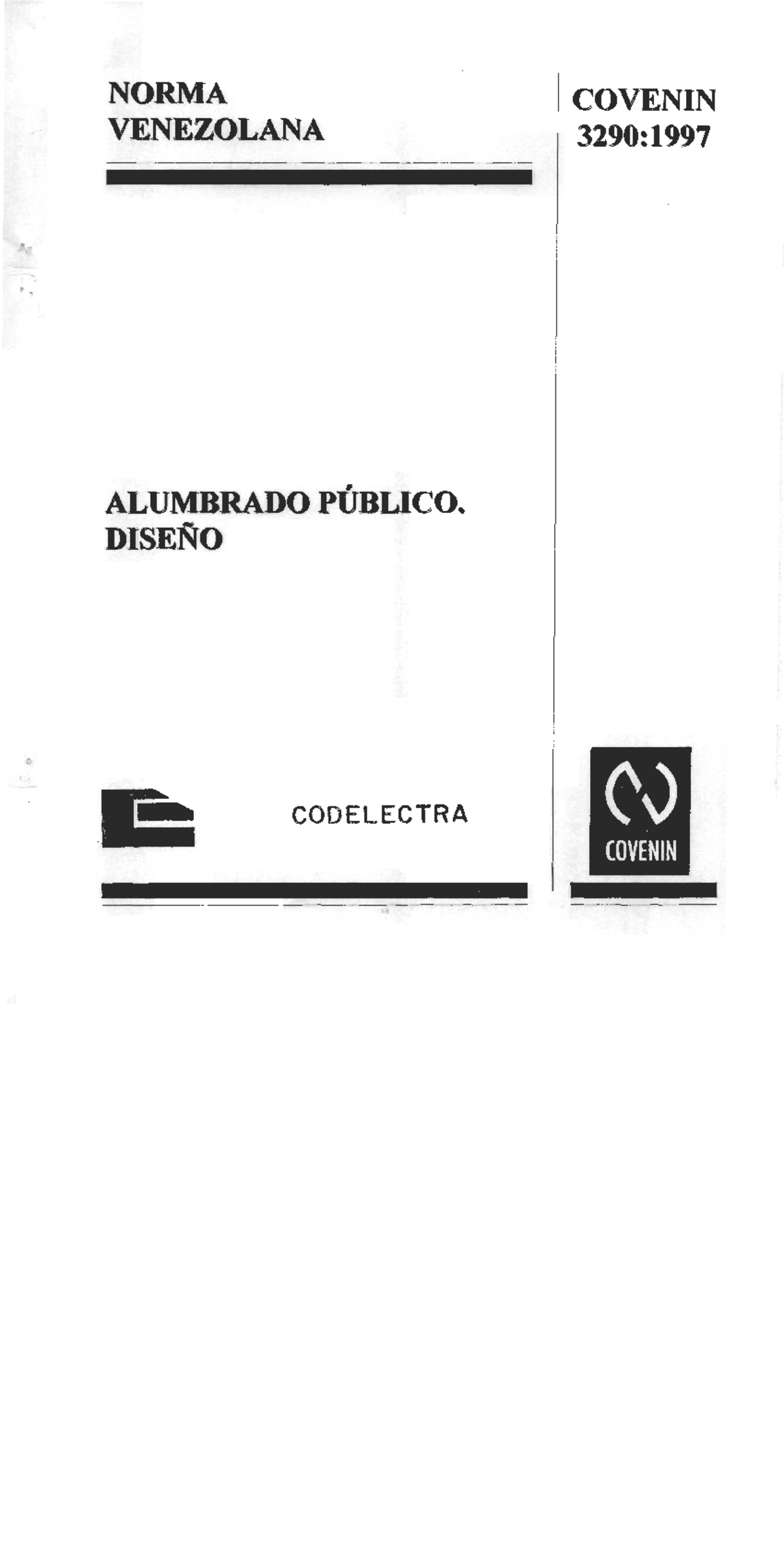 COVENIN 3290:1997 Diseño de Alumbrado Público según CODELECTRA - Document Preview