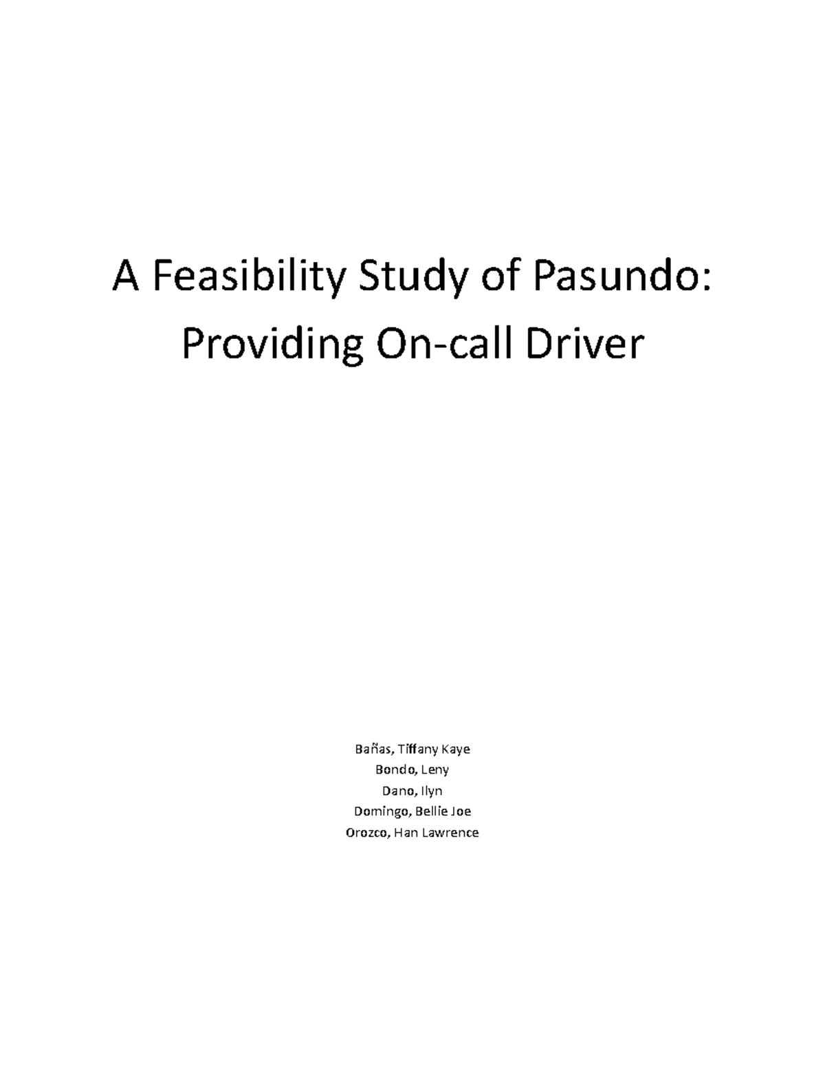 Pasundo-Chapter-One - Math - A Feasibility Study of Pasundo: Providing ...