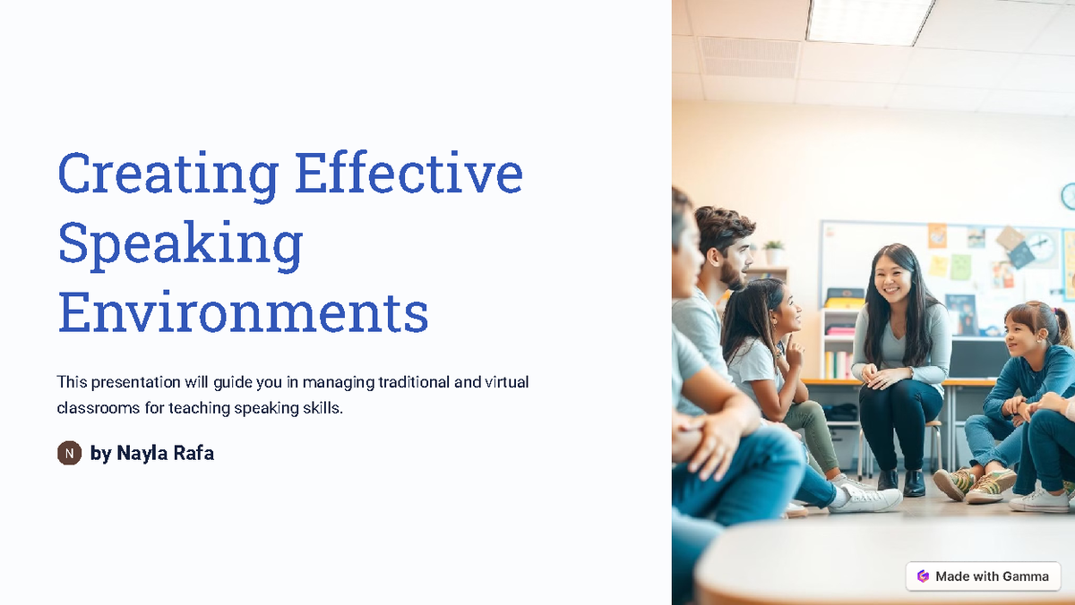 Creating Effective Speaking Environments: Strategies for Classrooms ...