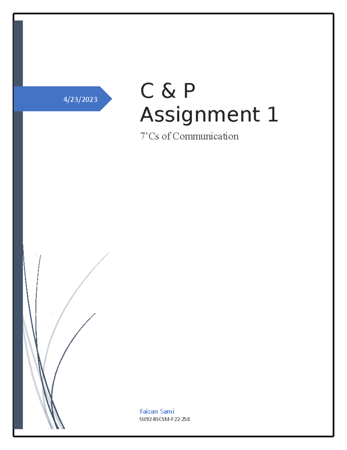 SU92-BSCSM-F22: Assignment 1 - Mastering the 7’Cs of Communication ...