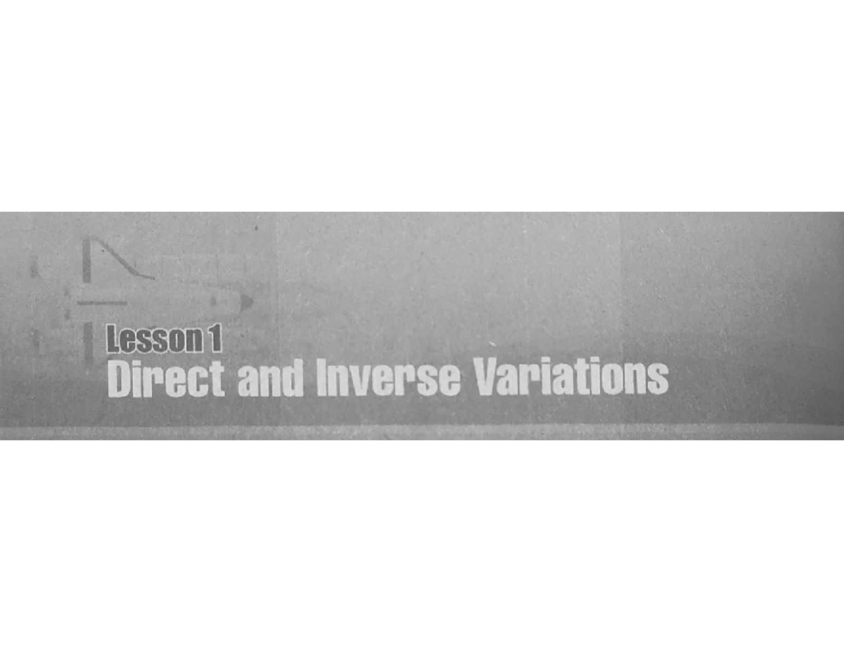 Direct and Inverse Variations: Math 9 Lesson Notes - Studocu