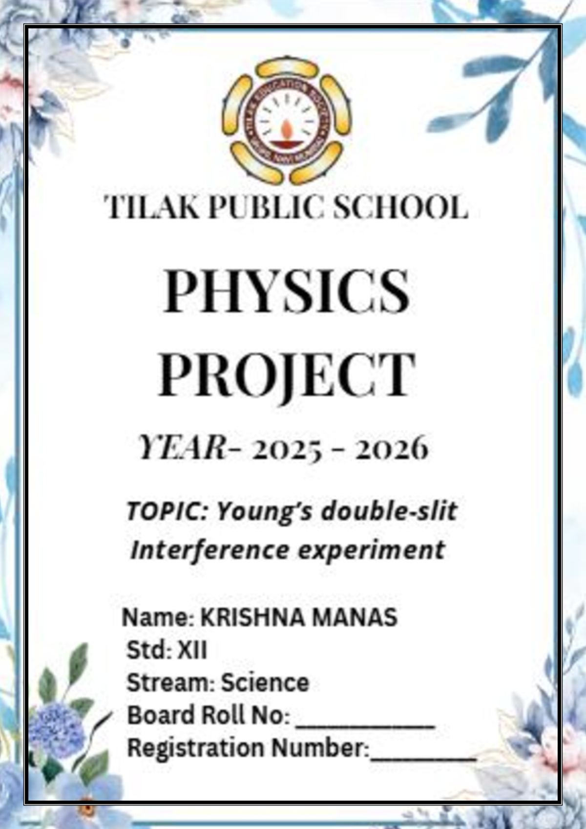 Interference Experiment Project Report for Class XII - CBSE 2025-2026 ...