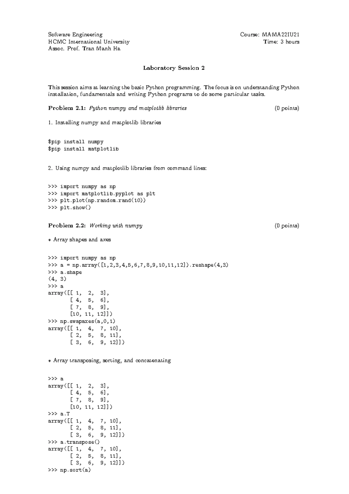 LAB 1: Introduction to Python Programming - MAMA22IU - Studocu