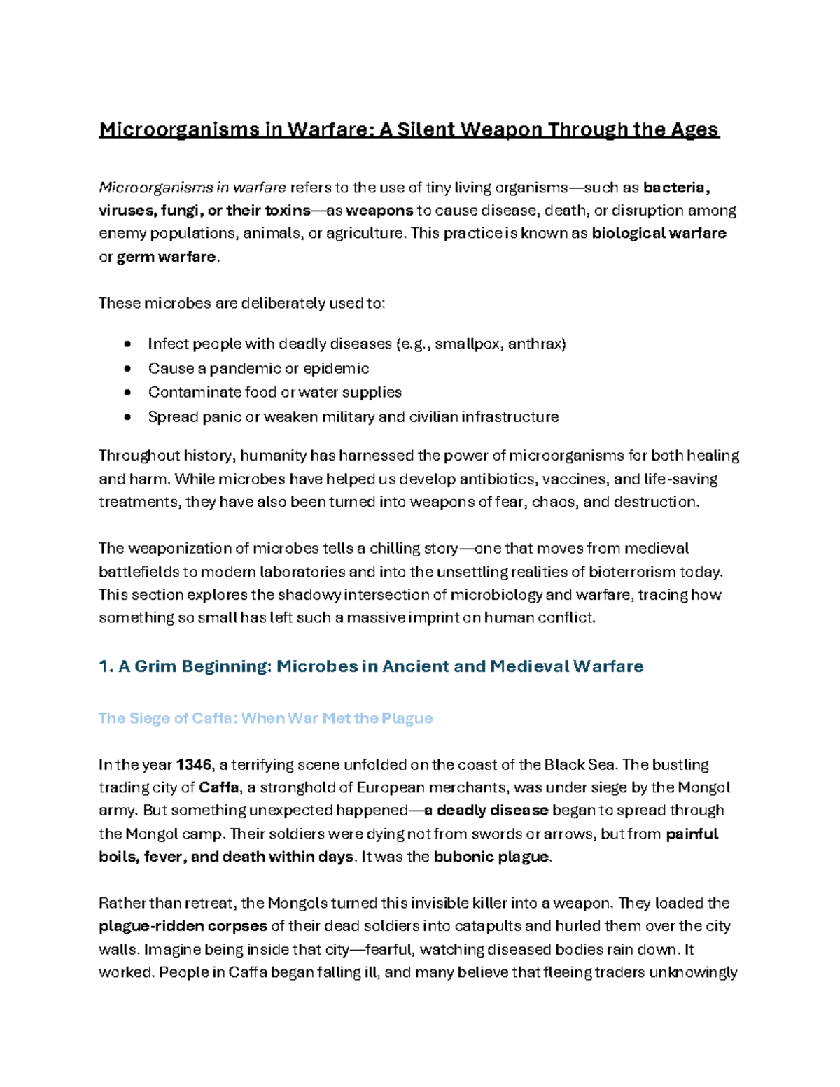Microbiology 101: The role of microorganisms in warfare and ...