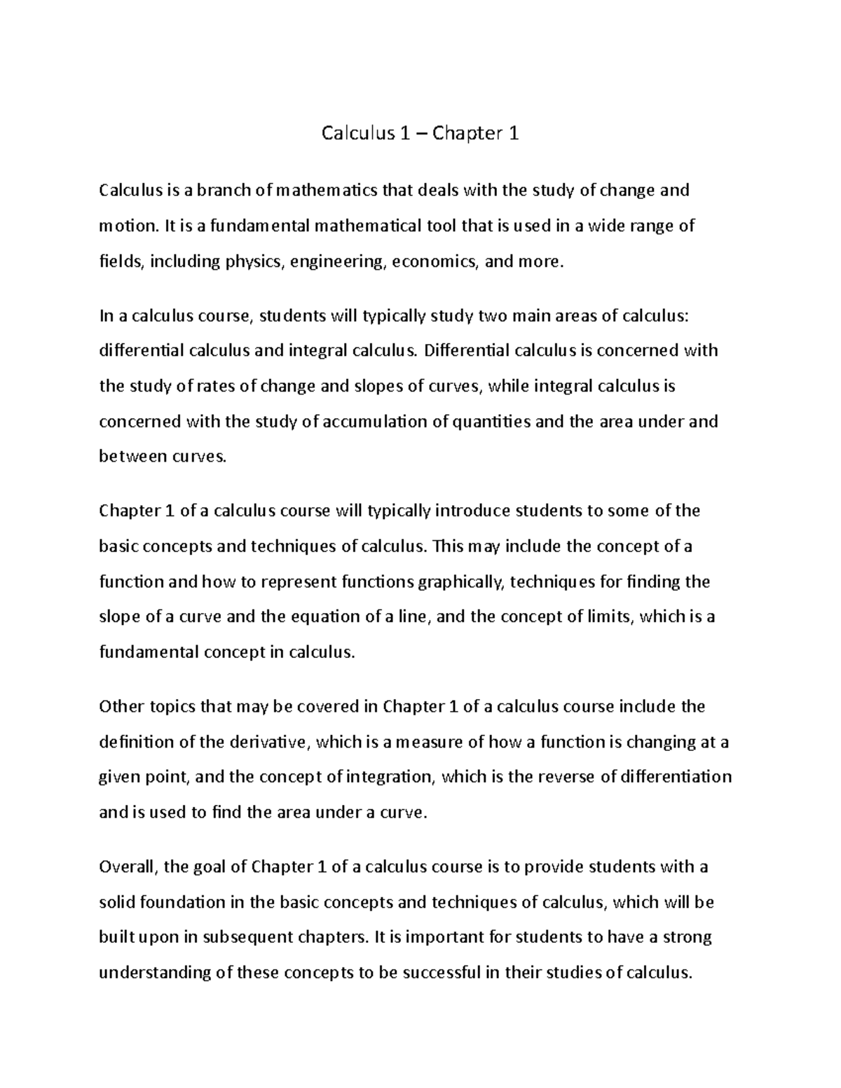 Calc 1 Ch 1 & 2: Foundations of Differential Calculus - Studocu