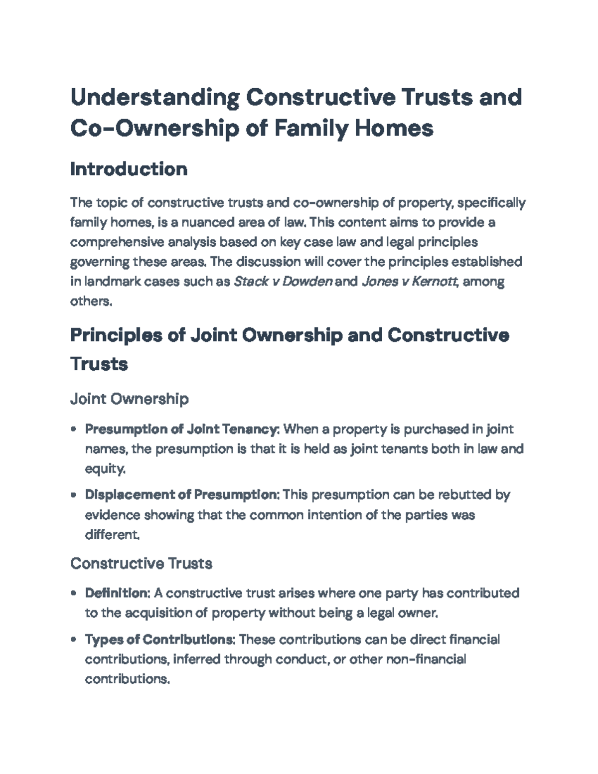 Constructive Trusts & Co-Ownership of Family Homes - A Legal Overview ...