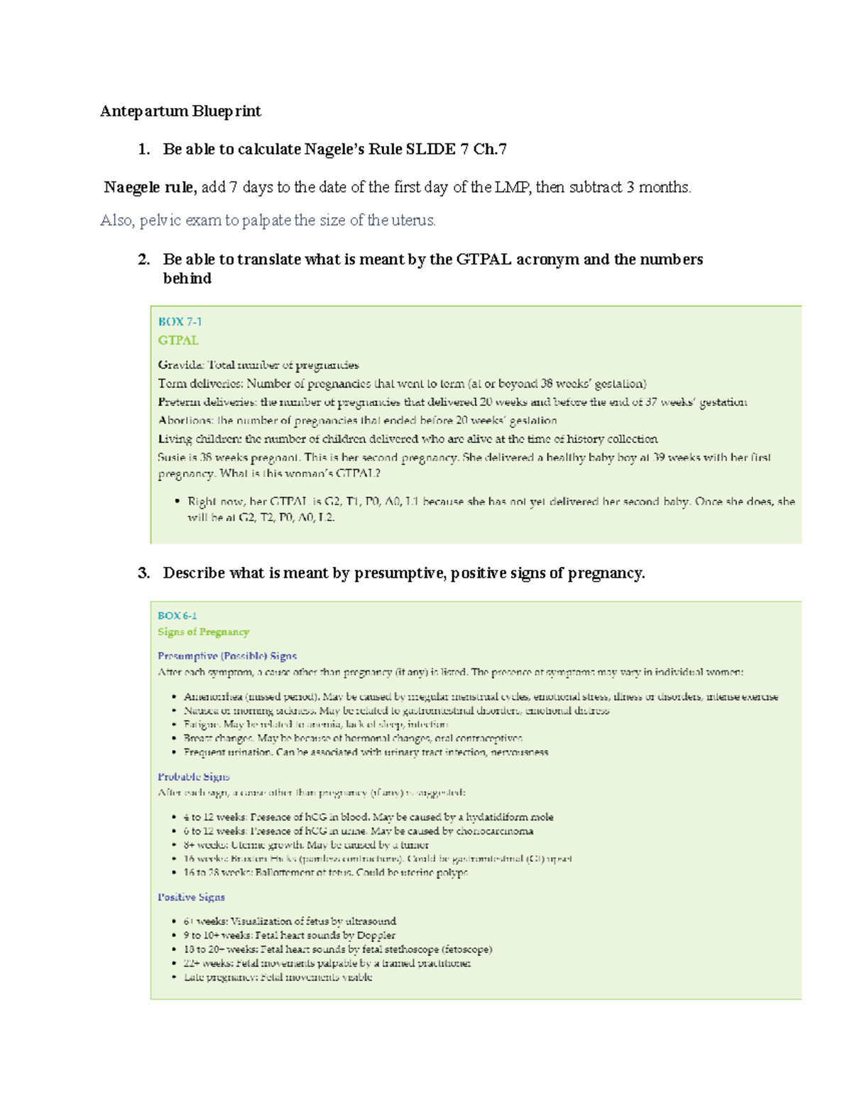 Antepartum Blueprint - Be able to calculate Nagele’s Rule SLIDE 7 Ch ...