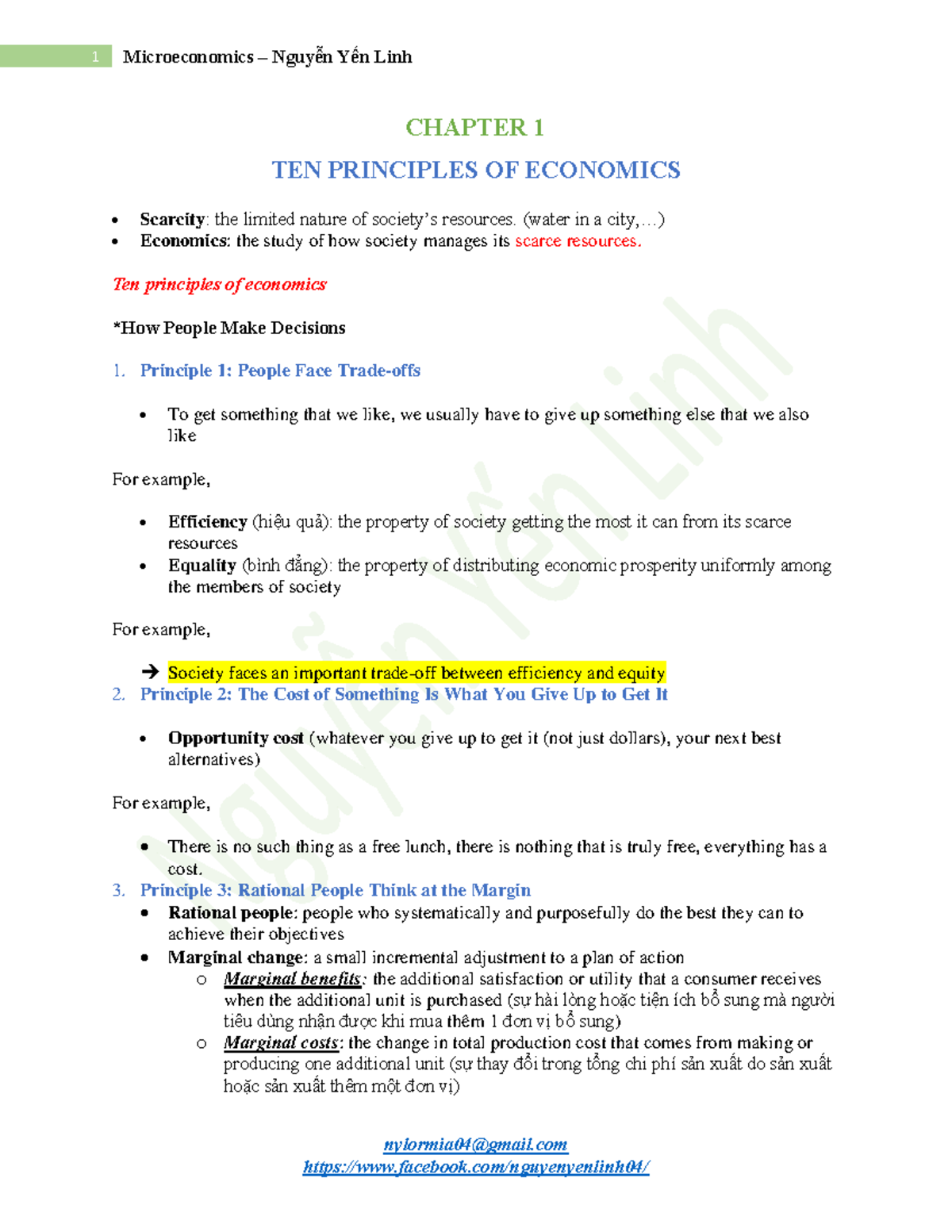 NYL - Midterm Review - Principles of Economics and Their Applications ...