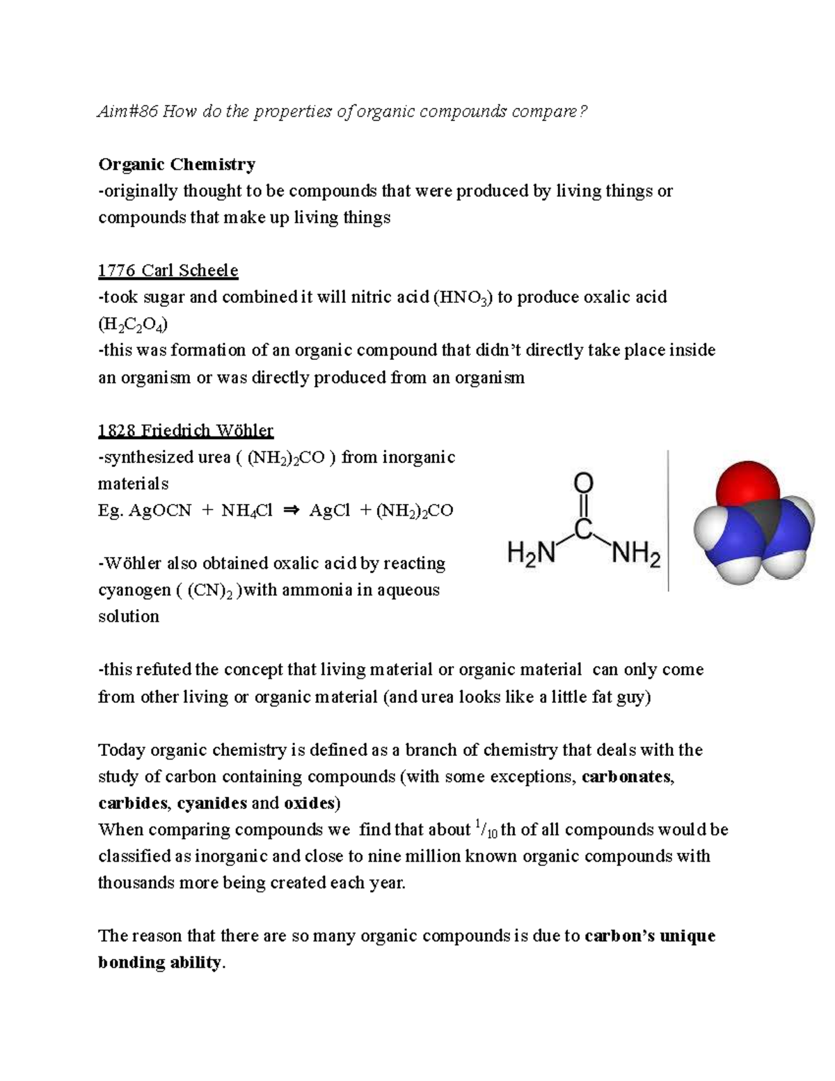 Comparative Analysis of Organic Compounds in Organic Chemistry (CHEM ...