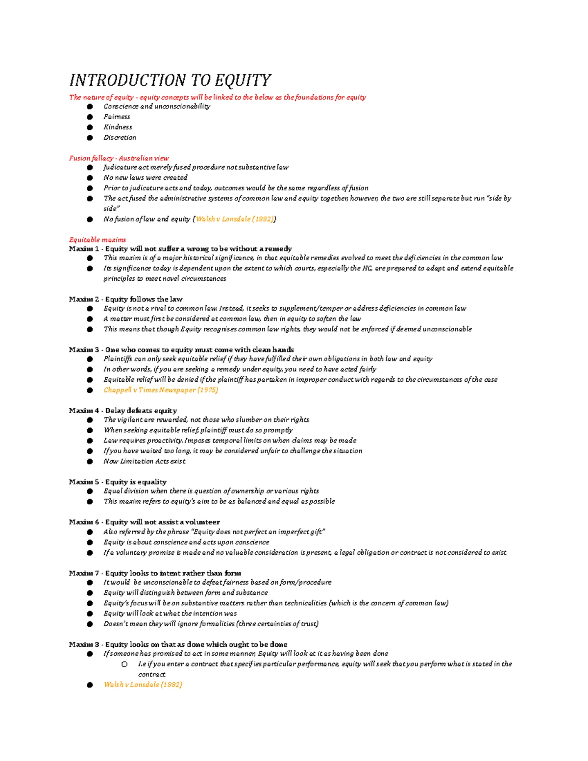 LAW30012 Equity and Trusts - Assignment 1: Common Law vs Equity ...