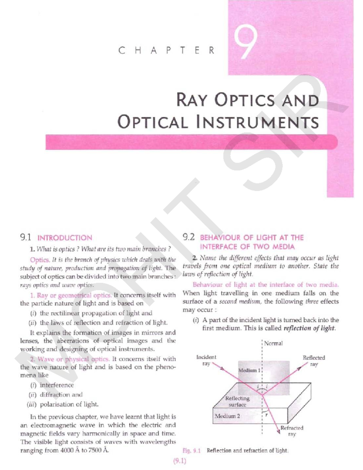 CH9 Ray Optics Study Notes - Studocu
