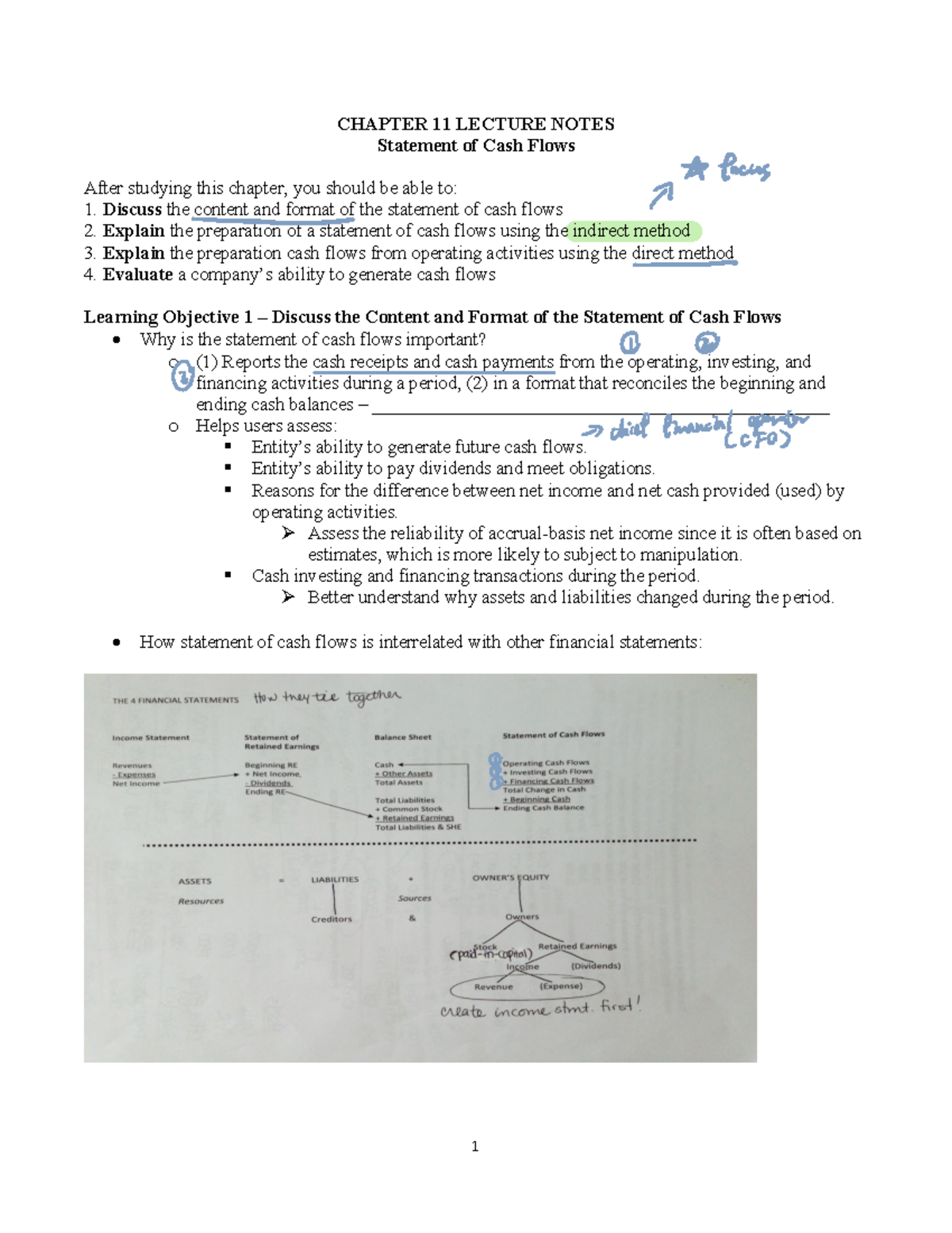 Chapter 11 - Statement of Cash Flows Lecture Notes - Studocu