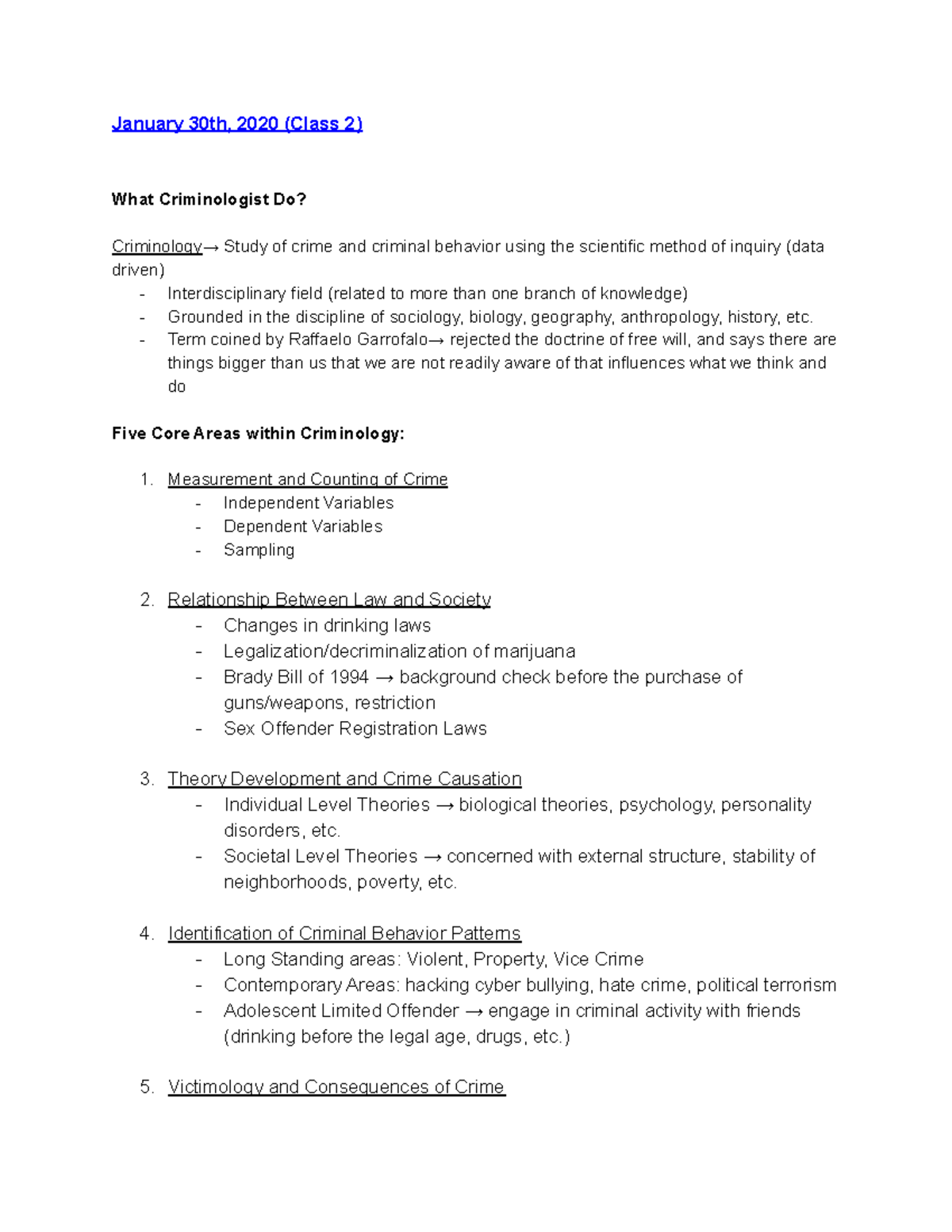 Criminology 201 Lecture Notes: Exploring Crime and Criminal Behavior ...