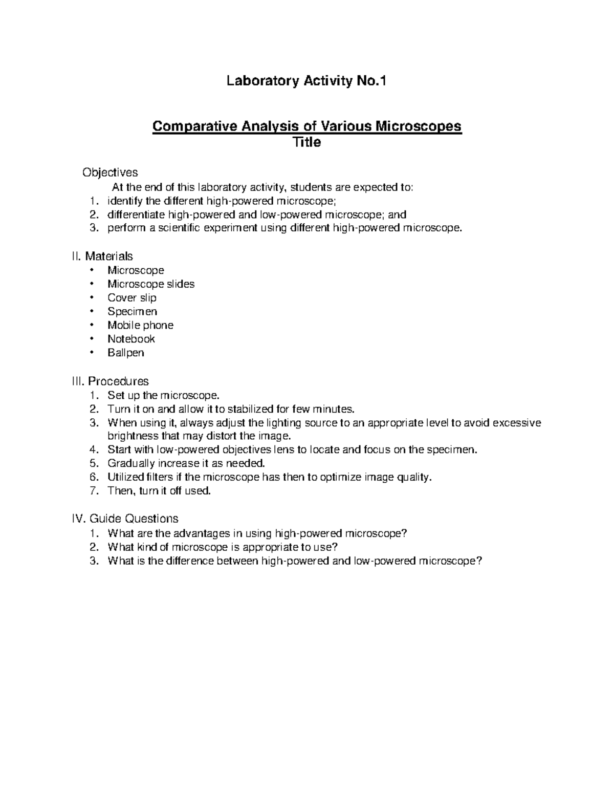 Laboratory-Activities - Comparative Analysis of Various Microscopes ...