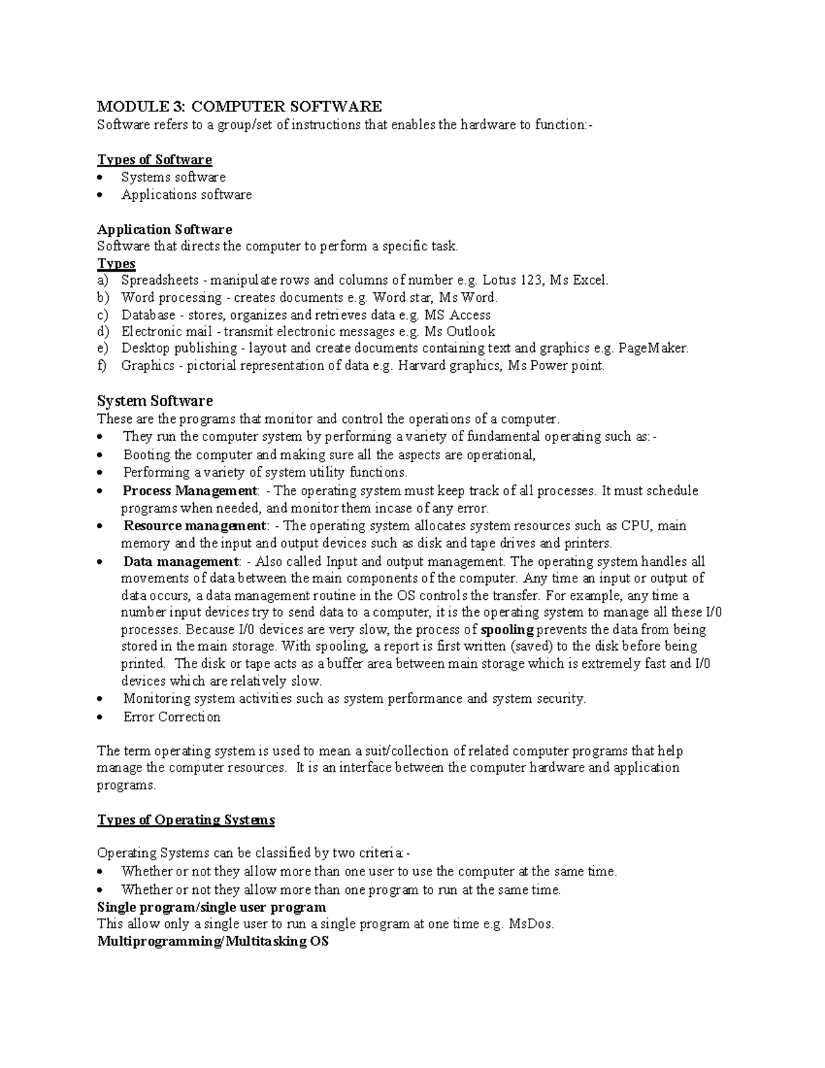 Module 3: Computer Software Overview and Key Concepts - Studocu