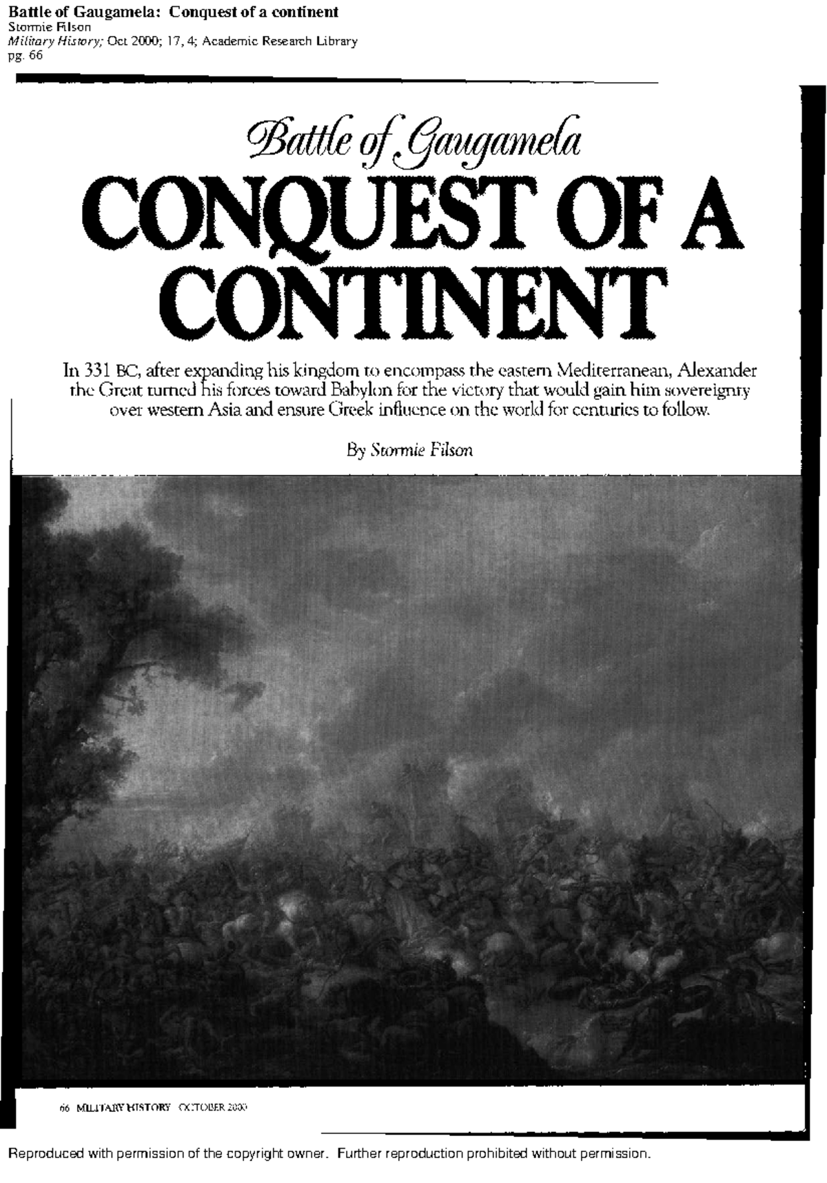 Battle of Gaugamela: Military Conquest Analysis - Studocu