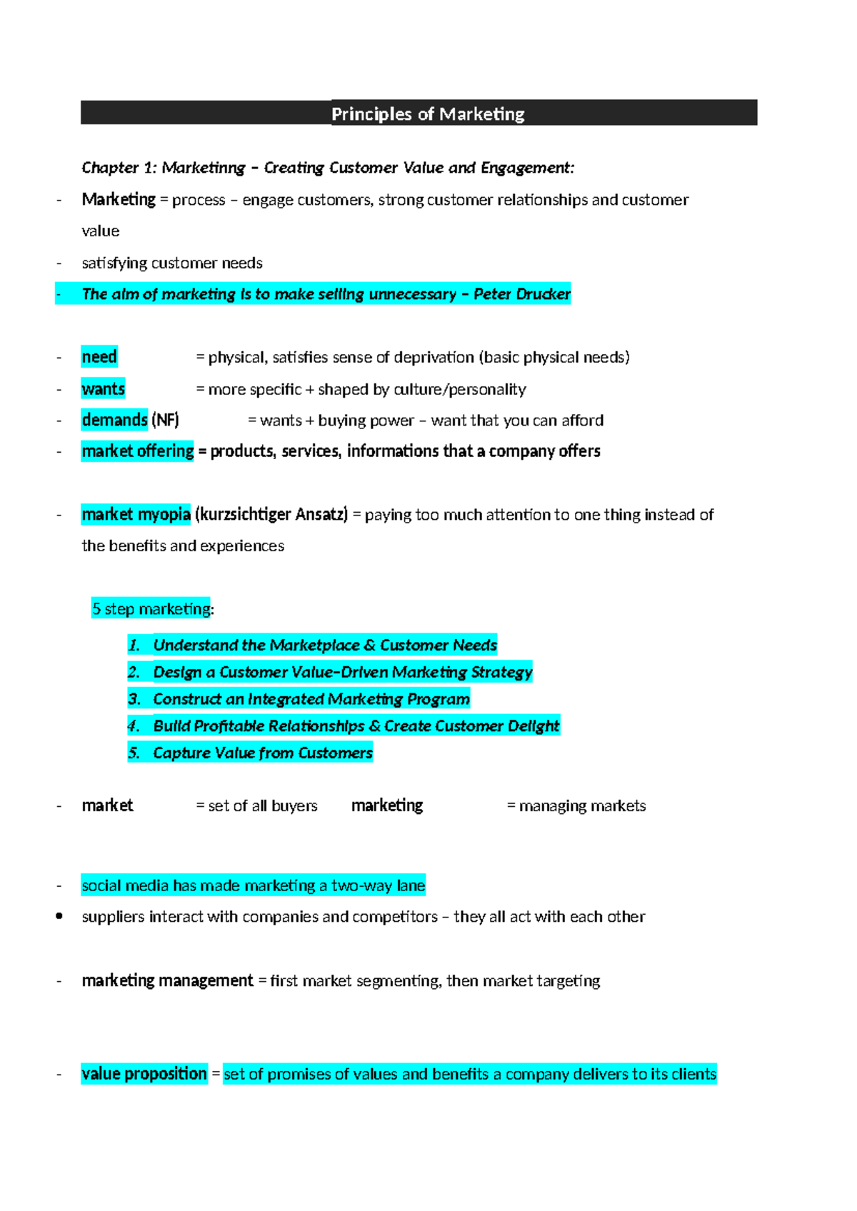 Principles of Marketing POM 101: Chapter 1 - Creating Customer Value ...