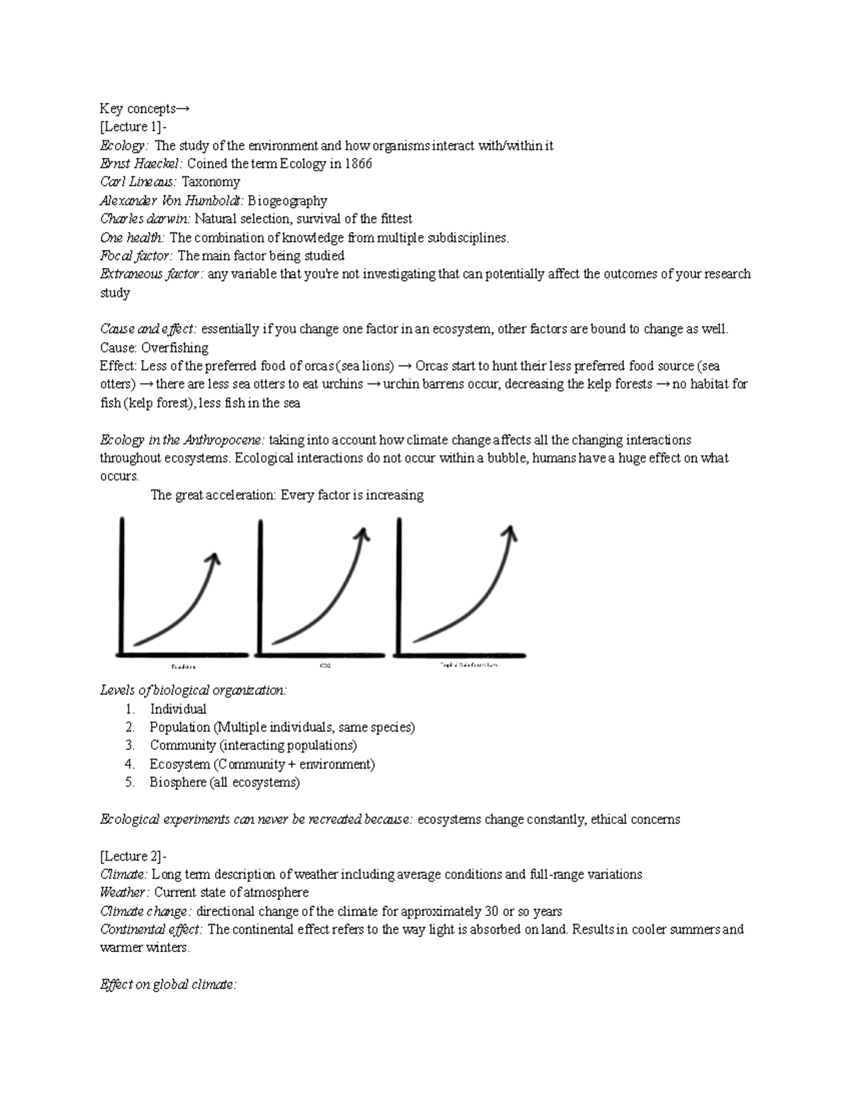 BIOB50 Ecology & Climate Change: Key Concepts from Lectures 1-4 - Studocu
