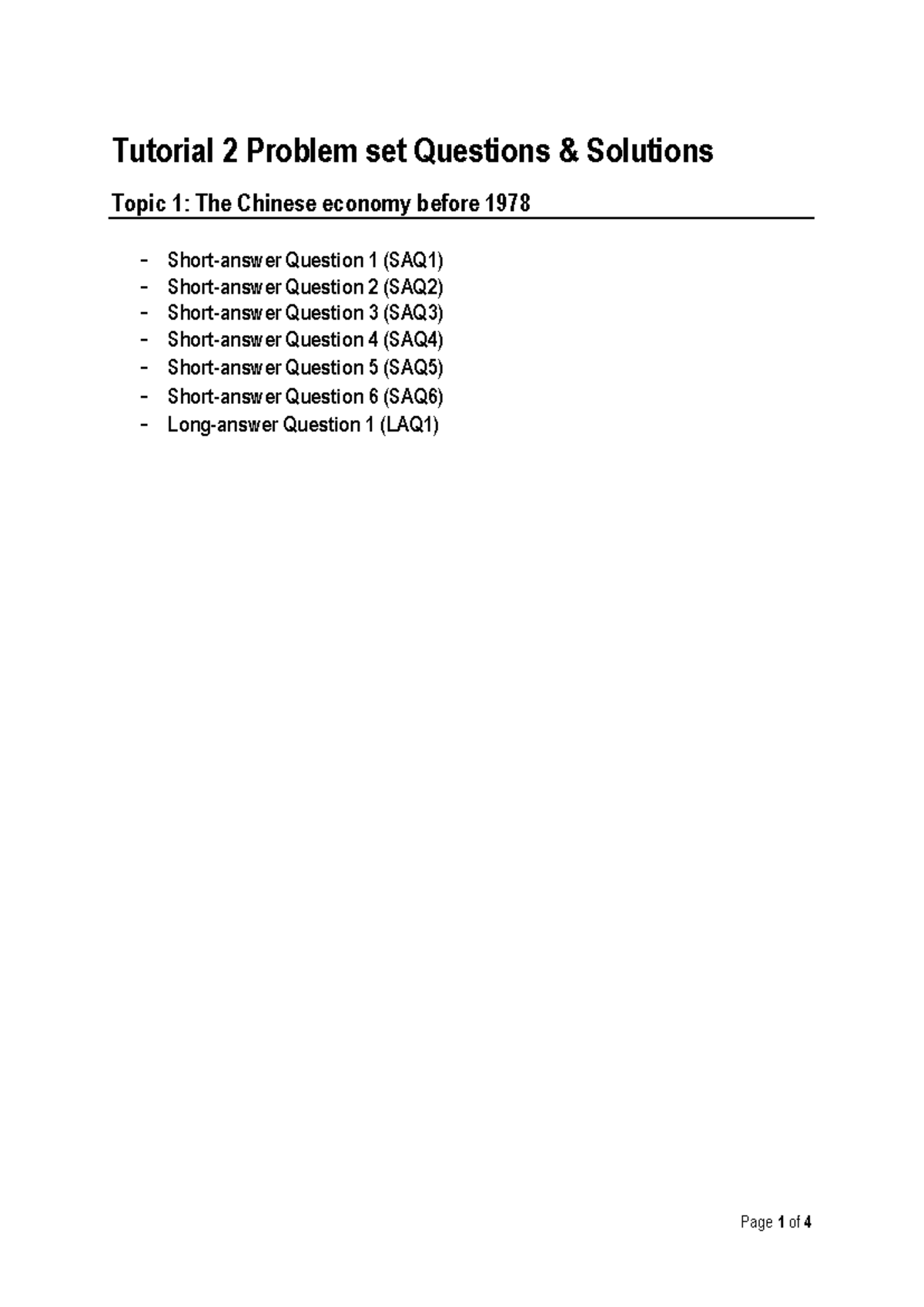 Tutorial 2 - Questions - balabalabala - Tutorial 2 Problem set ...