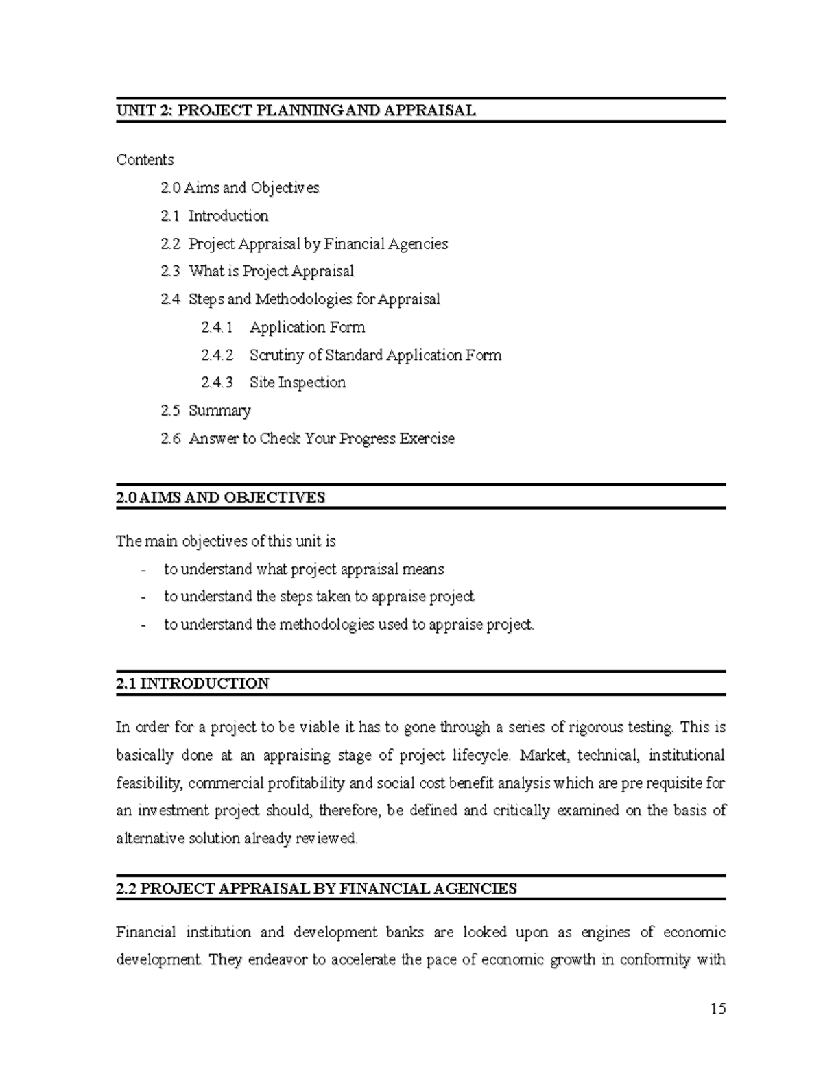 Unit 2 - Project Planning and Appraisal Study Materials - Studocu