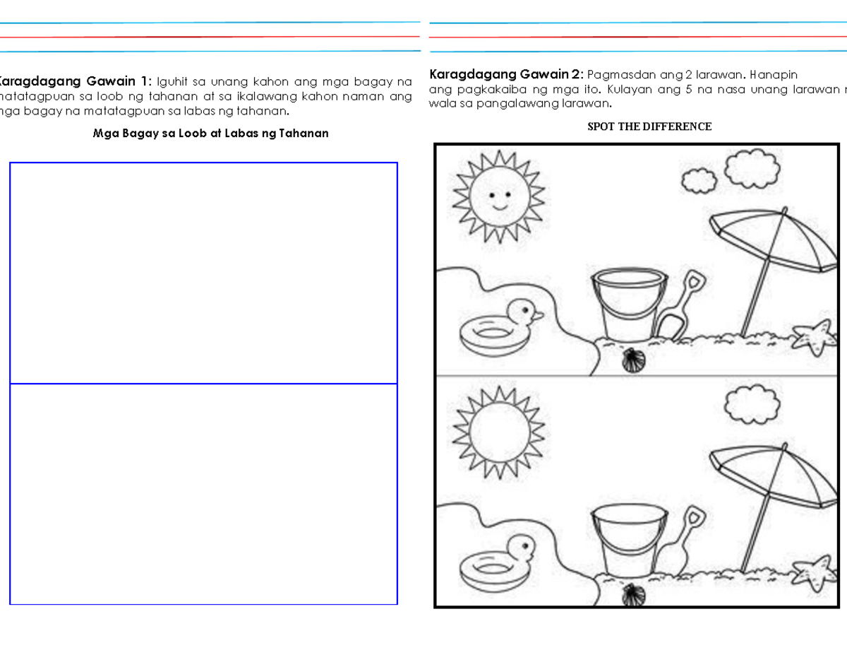 WEEK-4 Q3 - Worksheets for Home & Outside Activities - Studocu