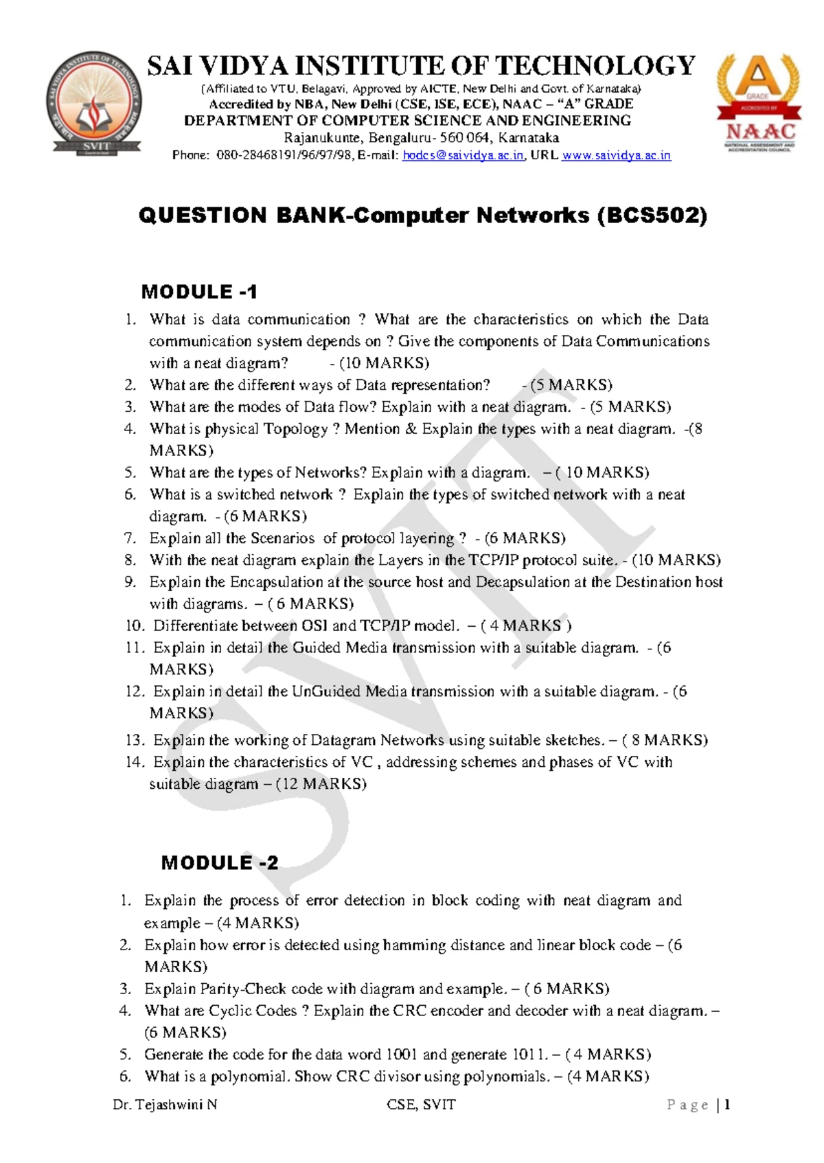 CN Module 2 Notes: Data Link Layer Error Detection & Correction - Studocu
