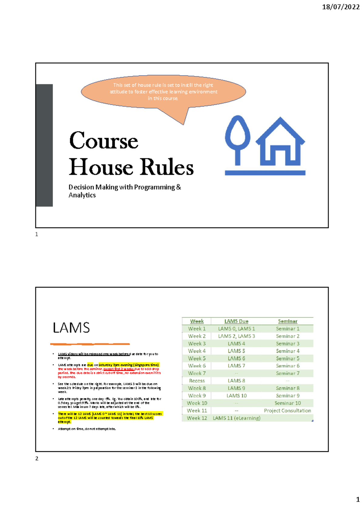 Course Briefing: House Rules for Decision Making with Programming ...