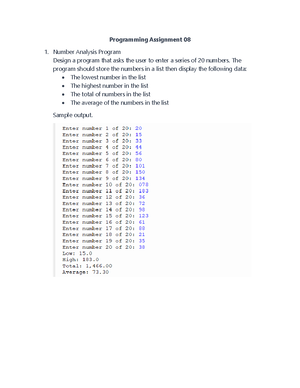 Programming Assignment 06 - The program should work as follows: a. When ...