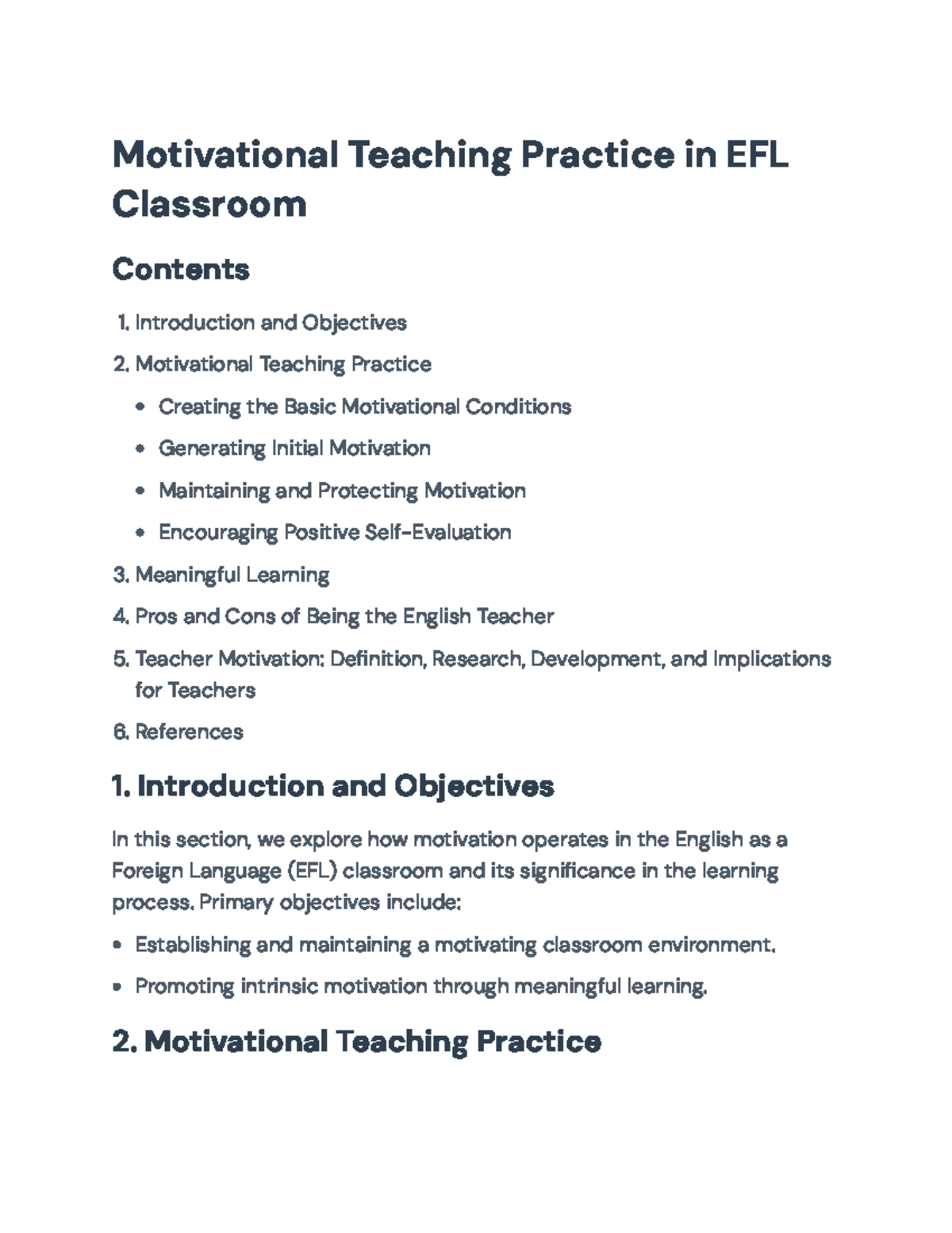 EFL 101: Best Practices for Motivational Teaching Strategies - Studocu