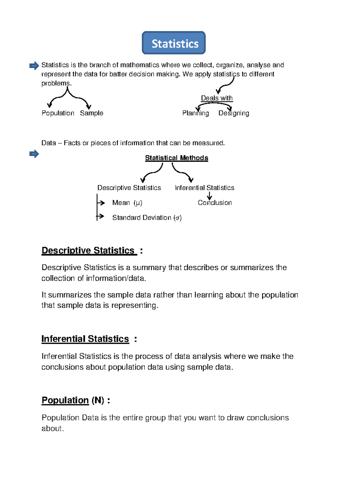Statistics 101: Key Concepts and Methods Overview - Studocu